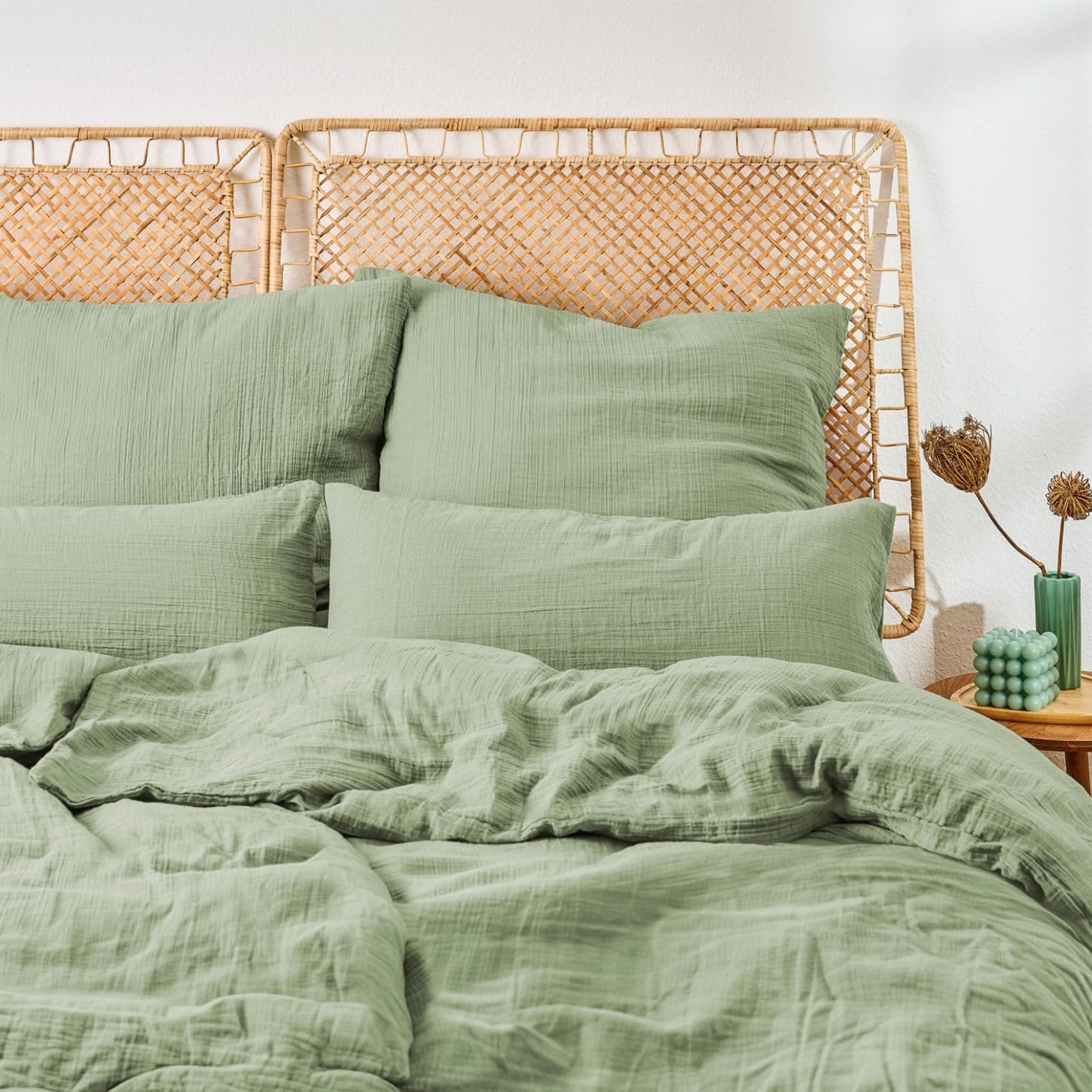 Blumtal Musselin Bettwäsche 4-teilig 🌿 Sommerbettwäsche-Set aus 100% Baumwolle