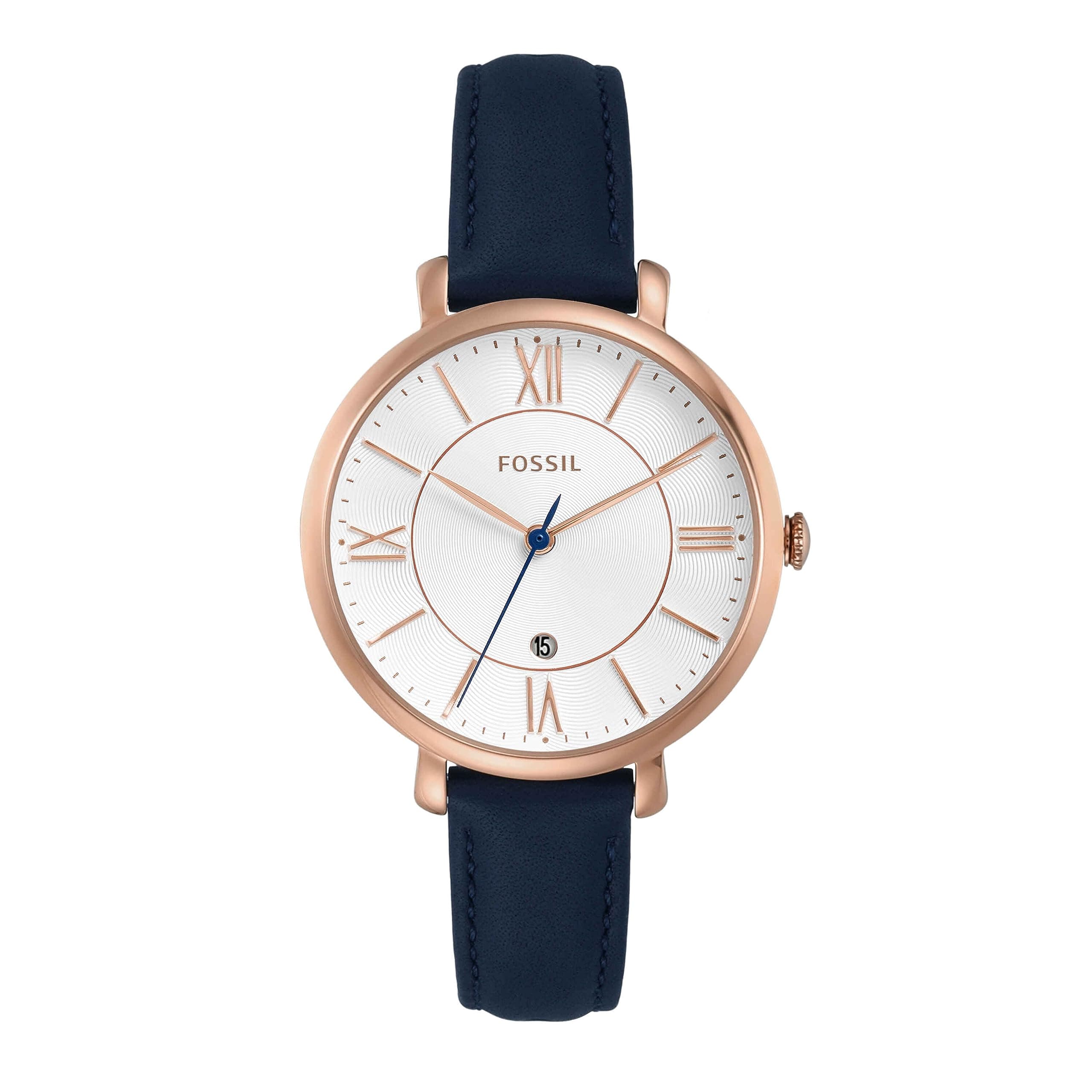 🕒 Fossil Damen Analog Quarz Uhr mit Leder Armband ES3988 Blau 🌟