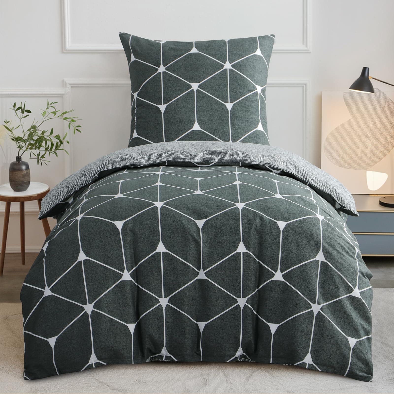RUIKASI Bettwäsche 155x220 Baumwolle 2teilig Anthrazit 👌🛏️