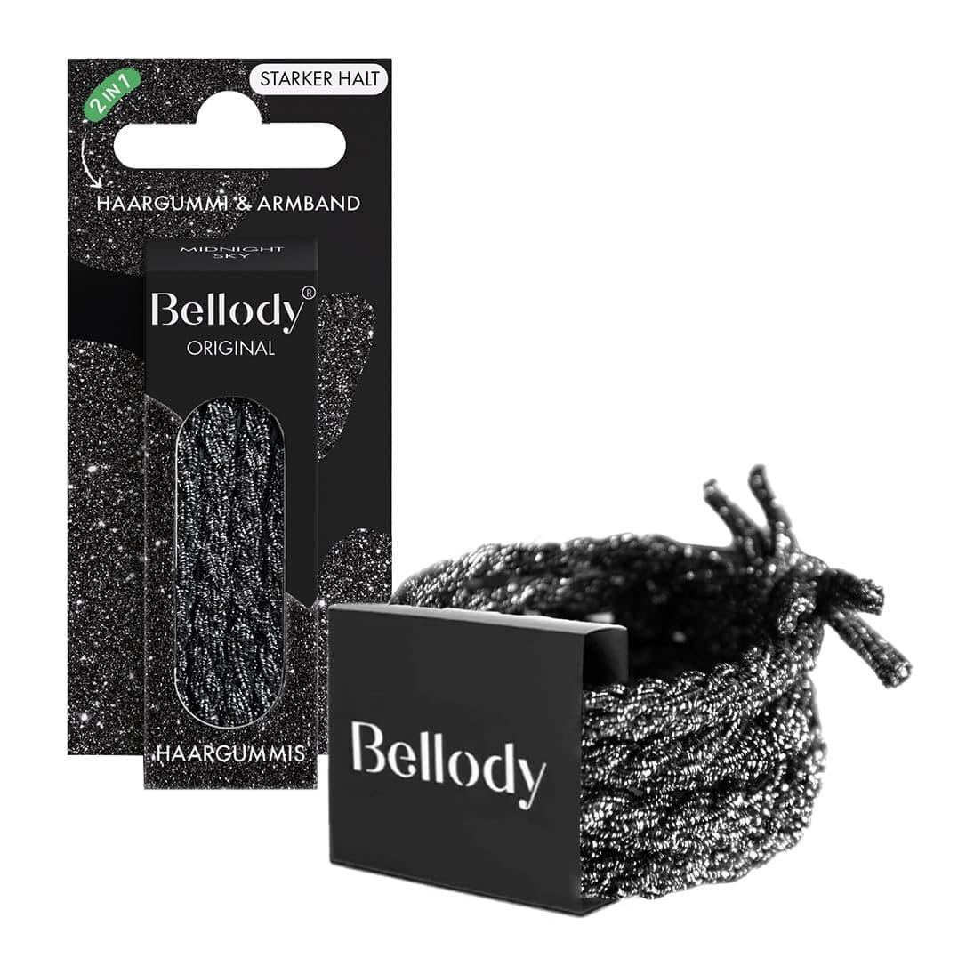 Bellody® Original Haargummis - Sundance Edition - Stylisch geflochtener Haargummi mit starkem Halt (4er Set) Damen Haarschmuck (Midnight Sky) 🌟🌺