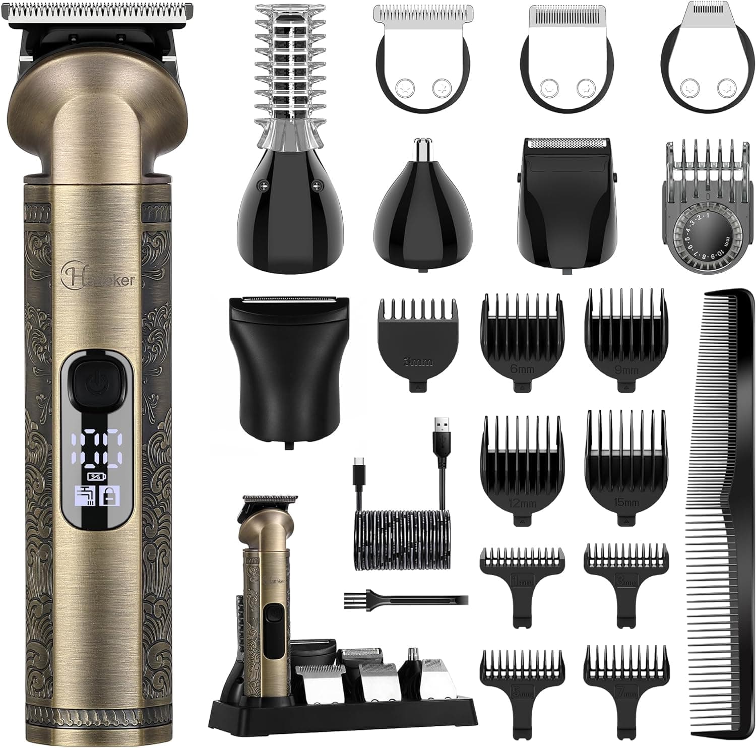 🧔🔥 Hatteker Bartschneider Haarschneidemaschine Herren - 8-in-1 Set