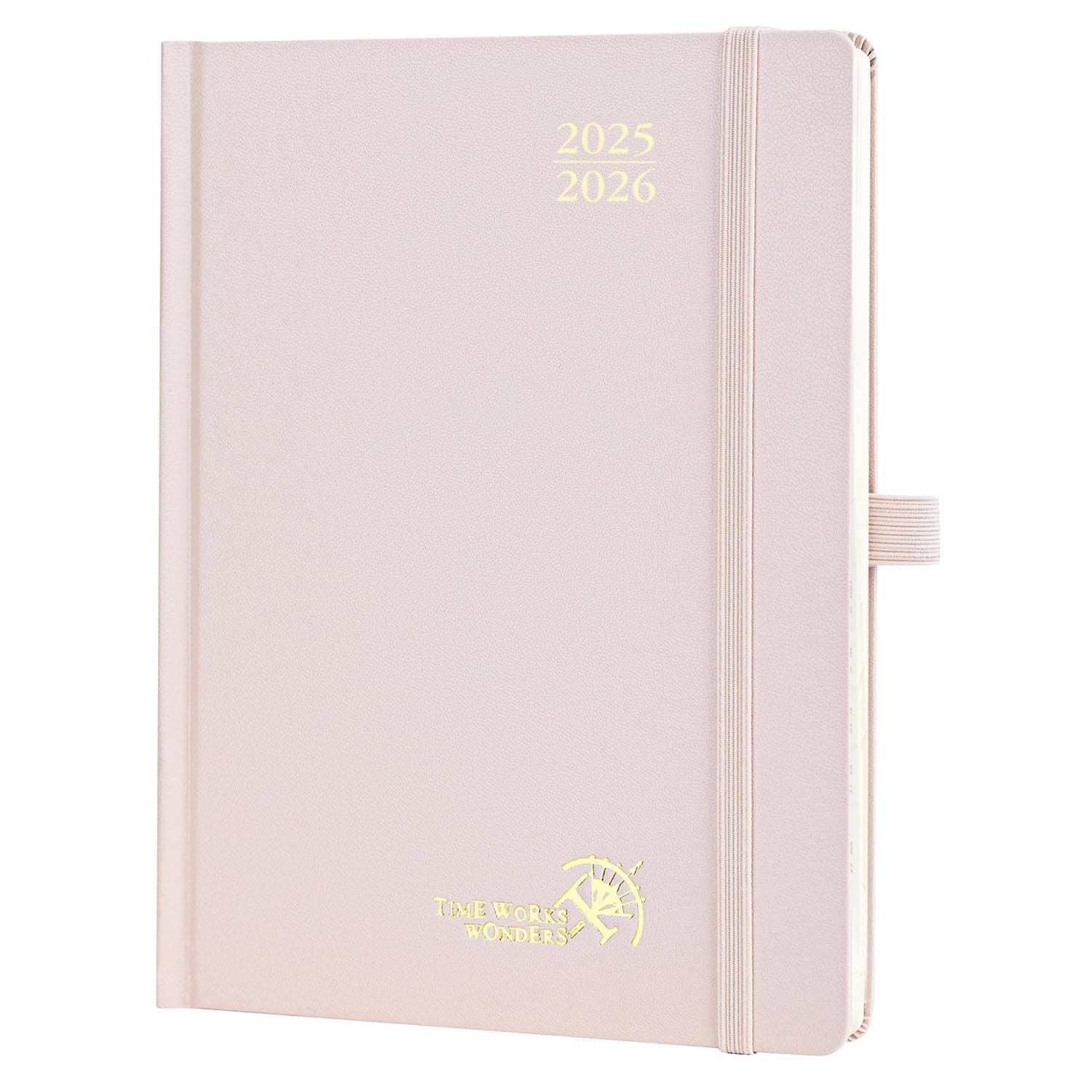 POPORUN Kalender 2025 2026 Buchkalender Hardcover, Hellrosa Medium