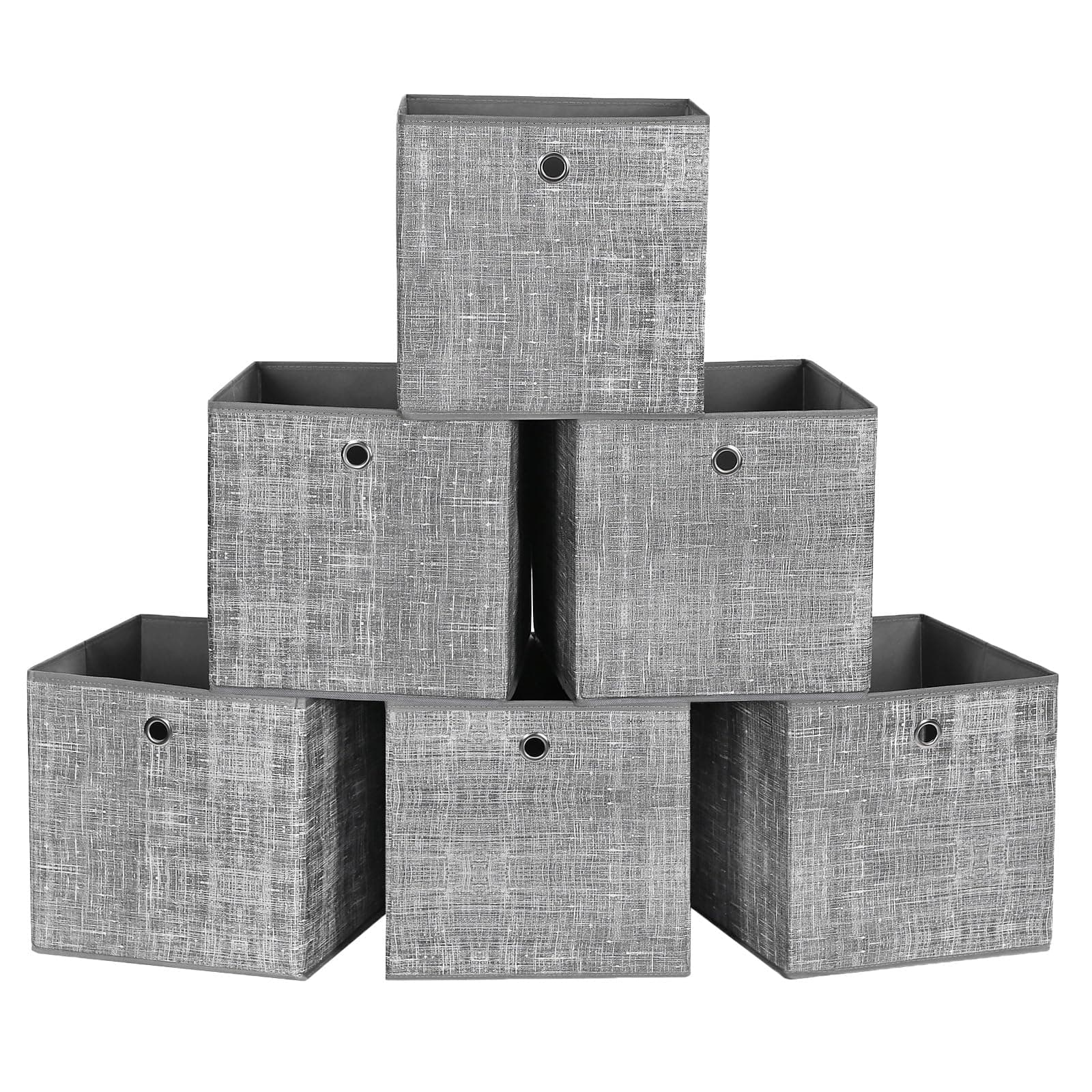 📦 SONGMICS Aufbewahrungsbox, 6er Set, Ordnungsboxen aus Vliesstoff mit Griff, Grau Meliert