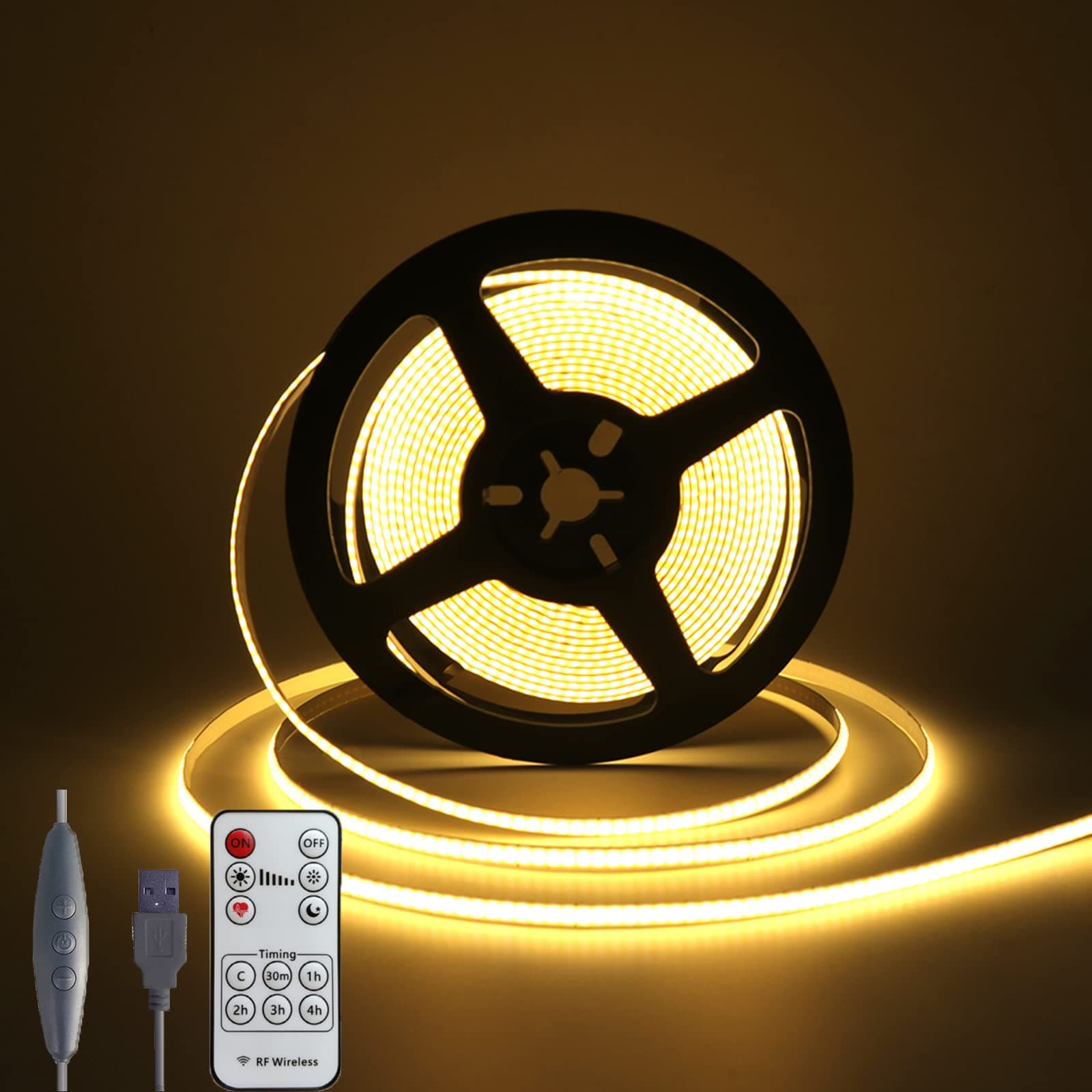 🌟 Wisada COB LED Streifen 1m, Dimmbar USB 5V 320LEDs/m