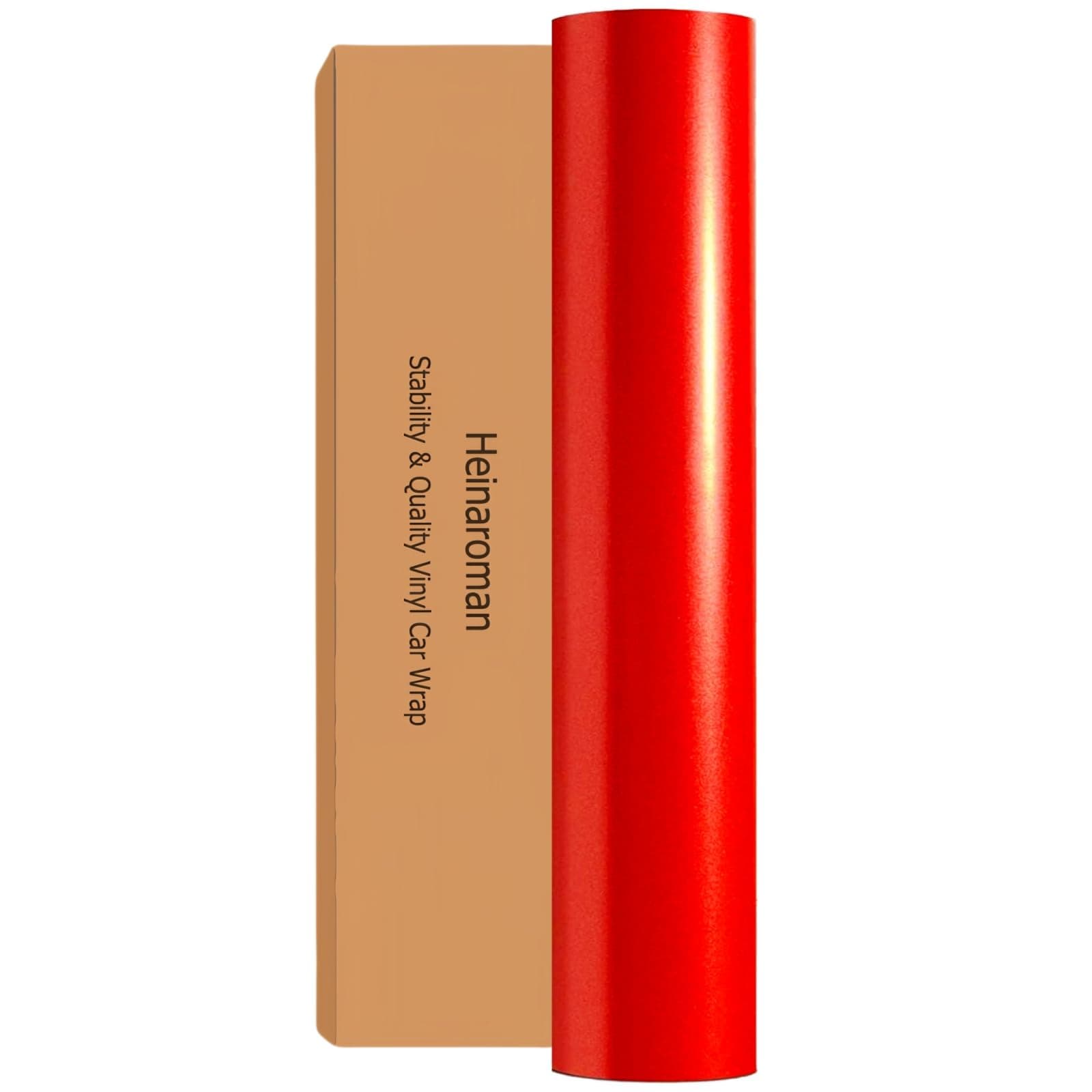 Heinaroman Autofolie für Karosserieschutz 🚗 Kratzfestigkeit 🛡️ Air Release Technology 🌬️ 30.5 X 152CM Rot Glänzend Car Wrapping Folie Vinylfolie Ferrari Rot 30.5*152cm