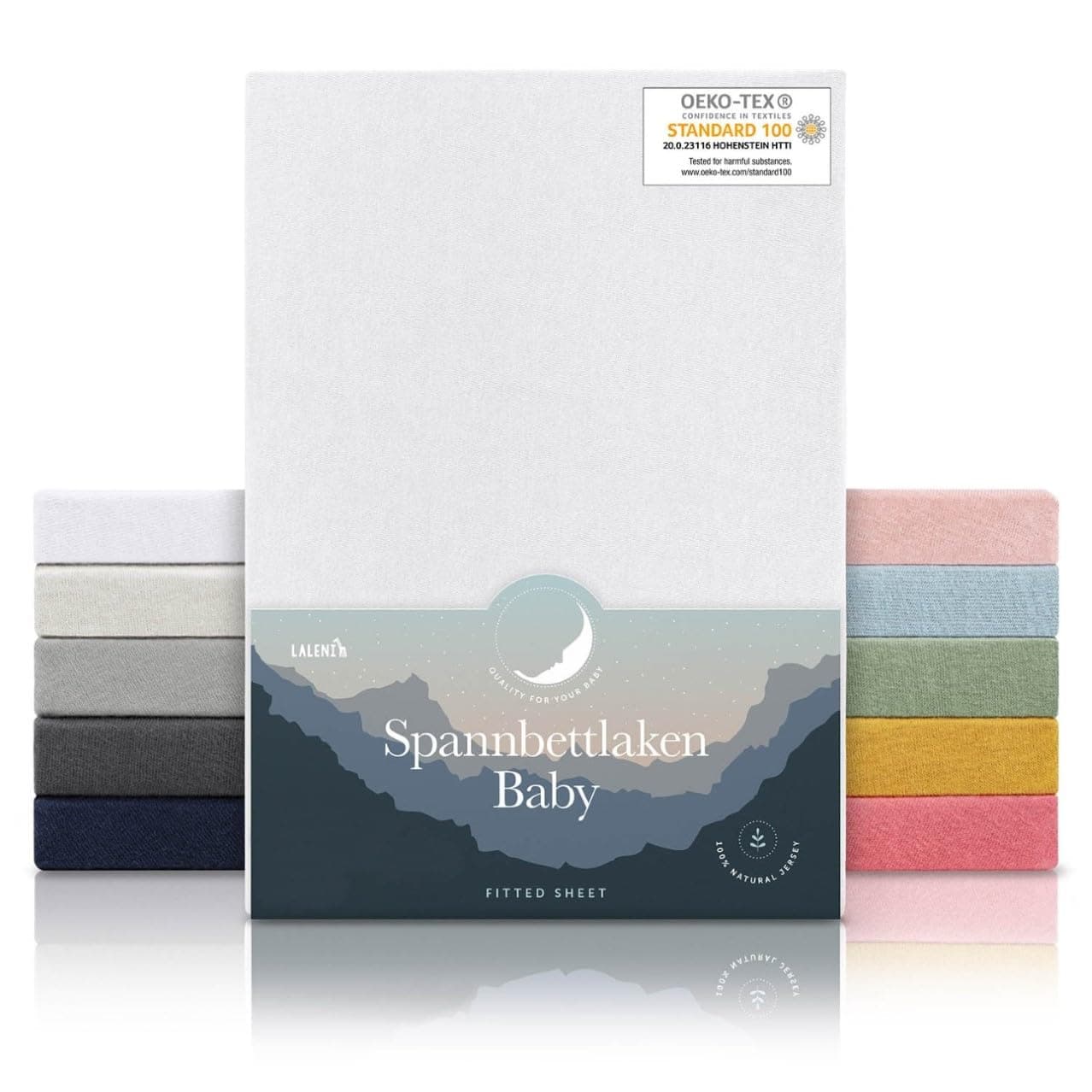 👶 Laleni Jersey Spannbettlaken Baby - Oeko-TEX zertifiziertes 70x140 Bettlaken für Kinderbett - Kinderbettwäsche aus 100% Baumwolle in Weiß 👶