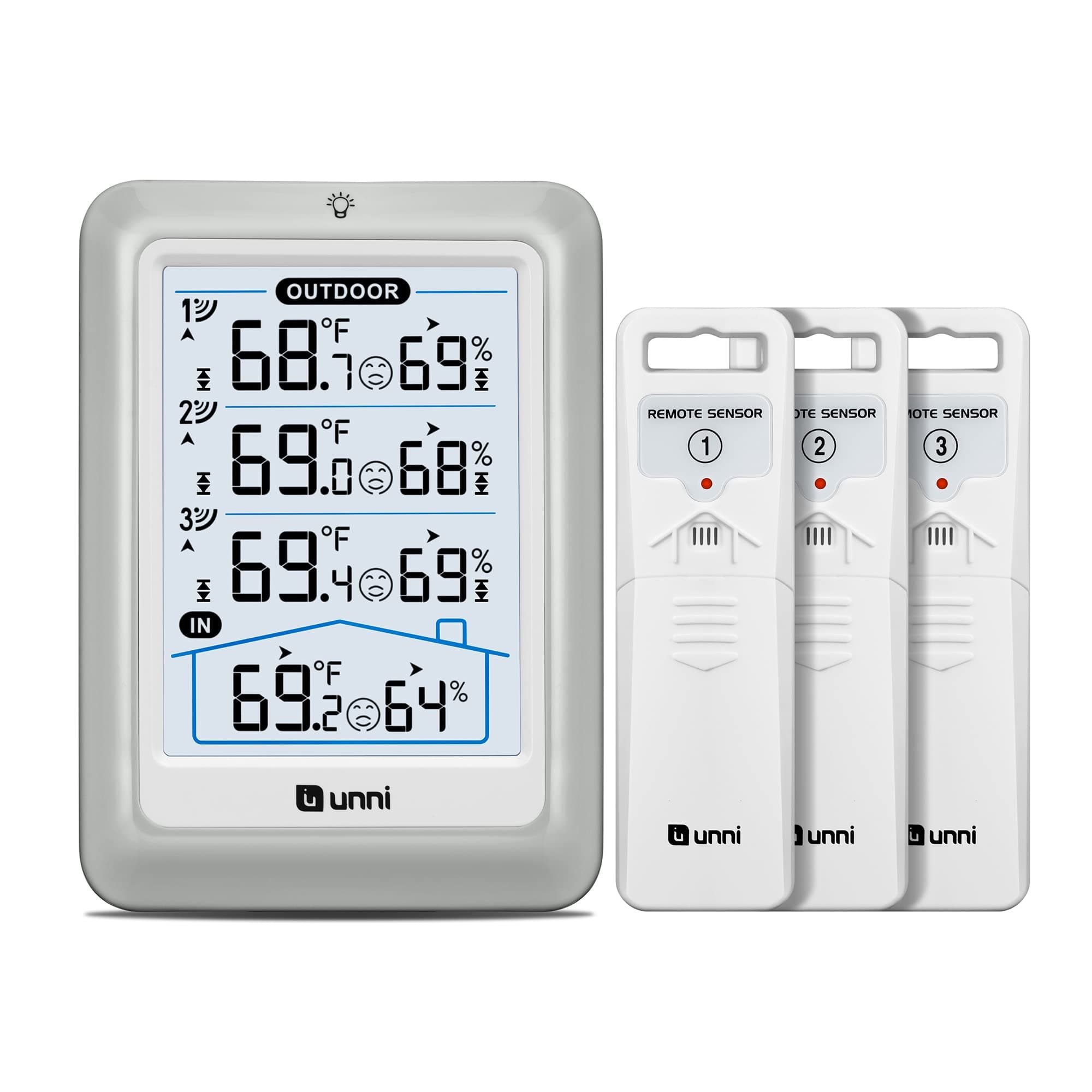 Funk Wetterstation mit 3 Außensensoren 🌡️🌦️