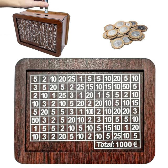 🌟 Holz-Spardose mit Sparziel und Zahlen 🌟