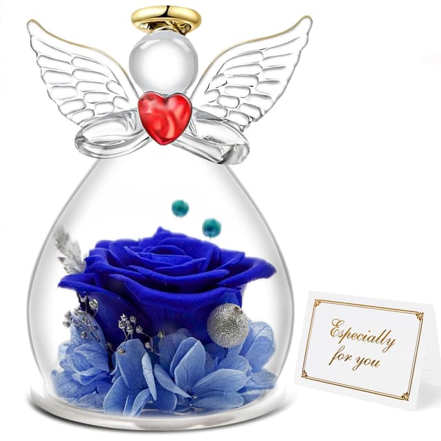 🌹👼 Ewige Rose Engel Geschenke für Mama | Infinity Rose im Glas Engel Figur Blume
