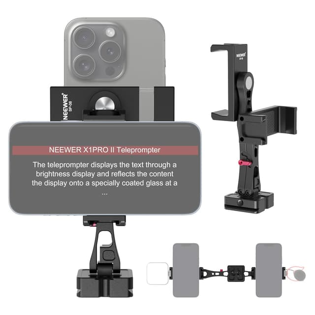 NEEWER Metall Handy Stativ Halterung Adapter mit Arca QR Basis, 📱🔧 360° Drehbar Dual Smartphone Clip Klemmhalterung 📸🎥