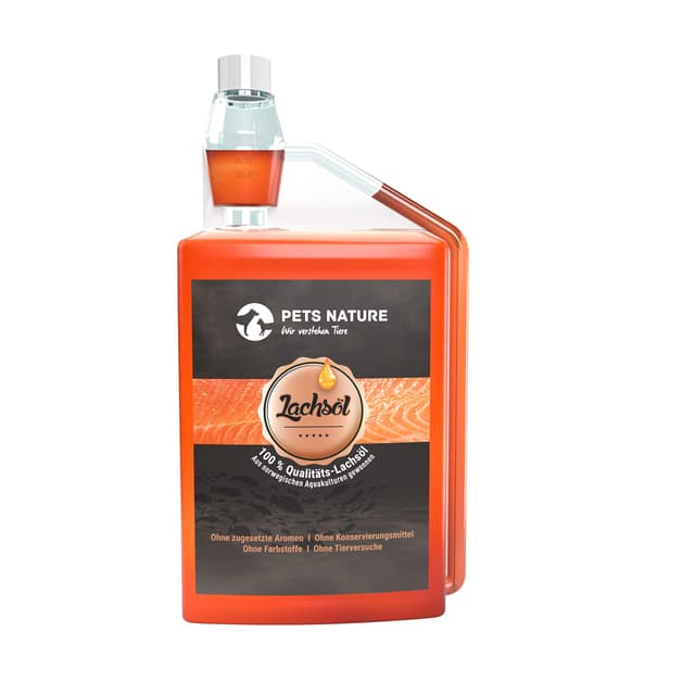 🐶🐱 Pets Nature Lachsöl für Hunde und Katzen - 1 Liter Premium Fischöl mit Omega 3 und 6