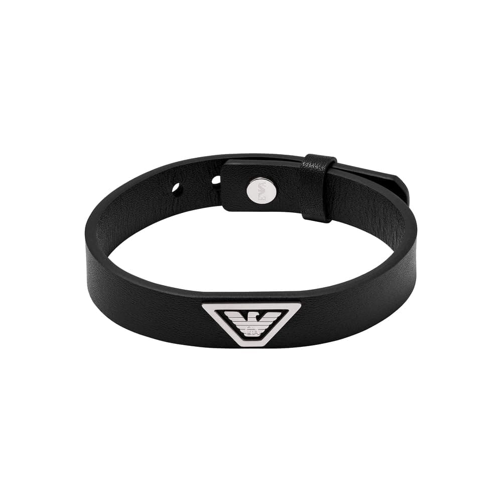 🔥 Angebot: Emporio Armani EGS3128040 Herrenarmband aus schwarzem Leder mit zentralem Logo!