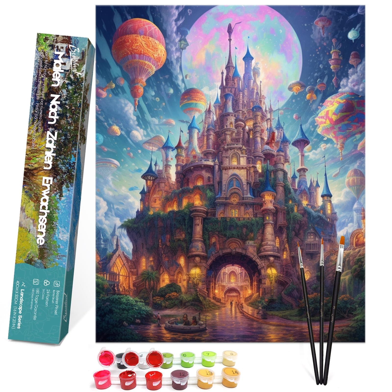 🎨 Bougimal Malen Nach Zahlen Erwachsene - Mondschein-Schloss Traumschloss 2 🏰