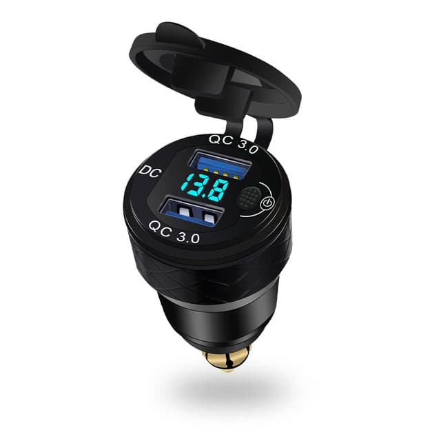 🏍️ Motorrad Zigarettenanzünder-USB Ladegerät-Adapter für BMW Motorrad - QC 3.0 Doppelstecker USB Steckdose Ladegerät 12V, Schnell Handy Ladegerät, mit Schalter und Voltmeter