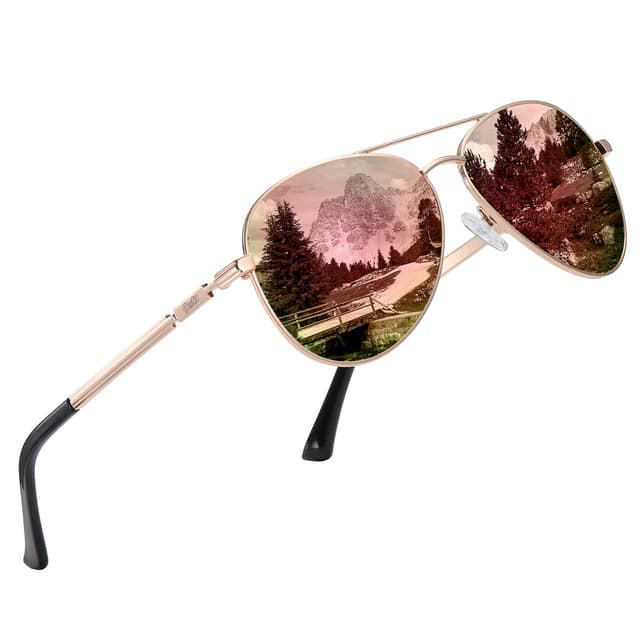 😎 DUCO Sonnenbrillen - Pilotenbrille Polarisiert - UV400 Verspiegelt - 3025K Gold, verspiegelt Rosa