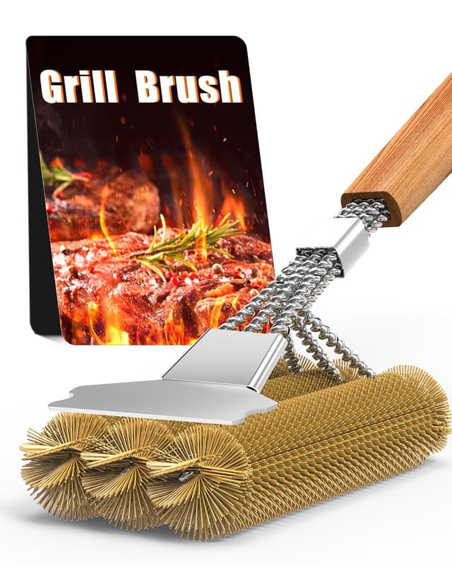 Grillbürste Messing mit Edelstahl Schaber 🌭🔥