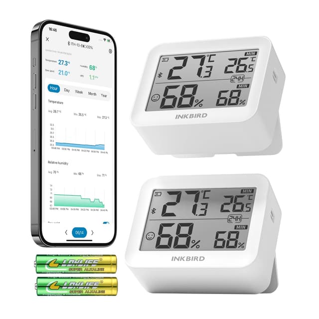🌡️📱 Inkbird Bluetooth Thermometer Hygrometer 2er Set - Hochpräzises Kombinationsset