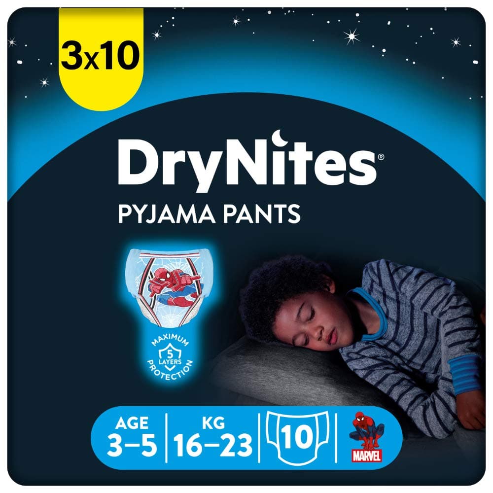 🌙 HUGGIES DryNites Saugfähige Nachtwindeln für Jungen 3-5 Jahre (16-23 kg) - 30 Stück Monatsbox