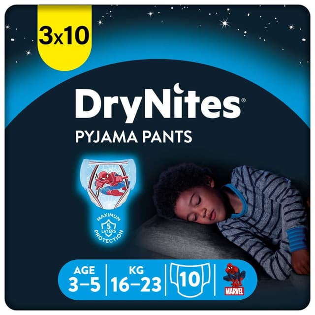 🌙 HUGGIES DryNites Saugfähige Nachtwindeln für Jungen 3-5 Jahre (16-23 kg) - 30 Stück Monatsbox