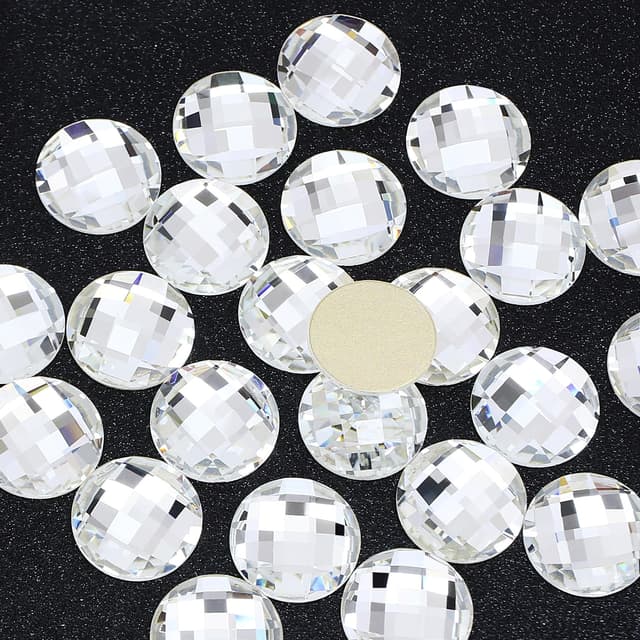 🌟 DONGZHOU 24 STÜCKE Flache Rückseite Kristall, 16MM Großer Strass Glas Runde Edelstein 🌟