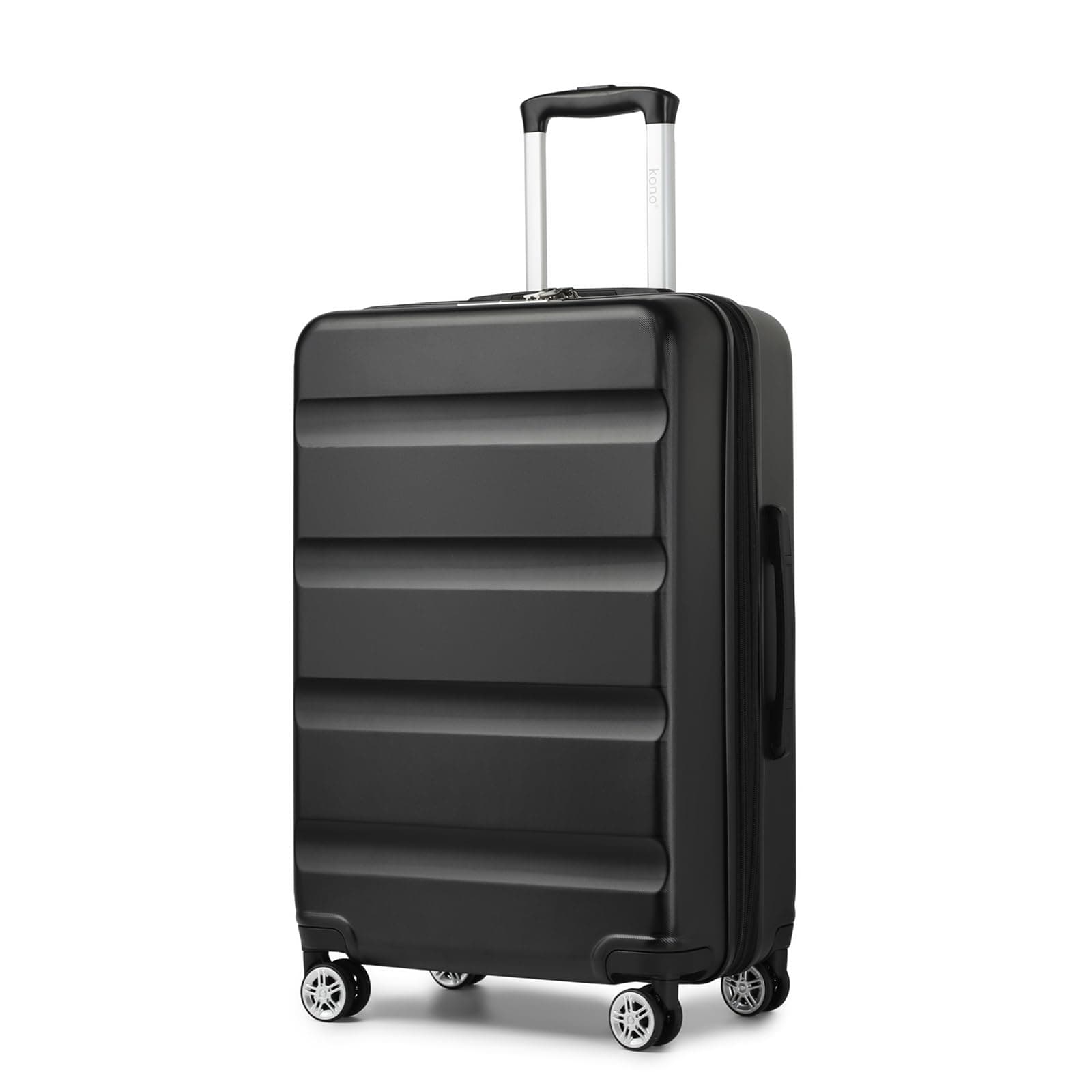 🧳 KONO Koffer Trolley Mittelgroßer Erweiterbares Hartschalenkoffer Leicht Reisekoffer Schwarz L(65x43.5x25cm) Schwarz 🛫