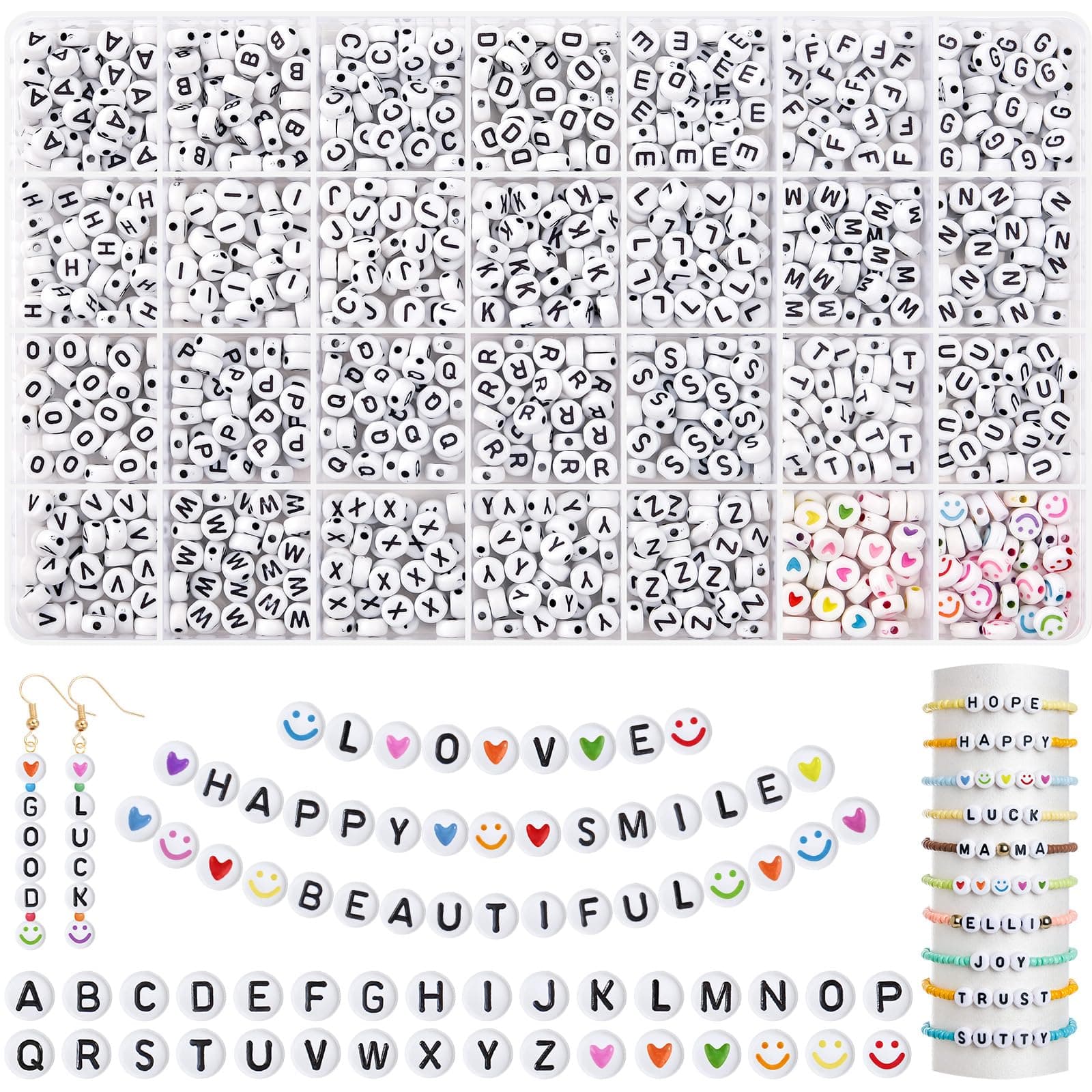 đ EUES 2000 StĂŒck Rund Buchstabenperlen Set fĂŒr Schmuckherstellung DIY đ
