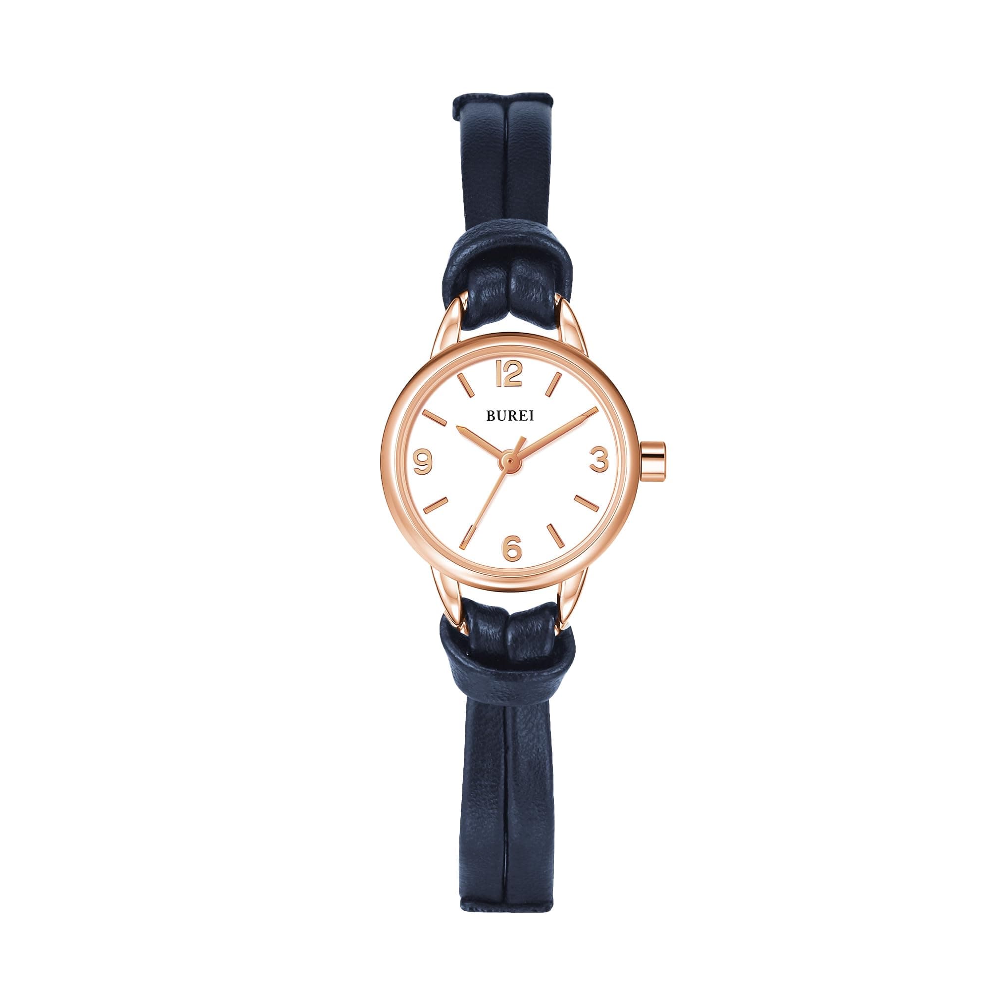BUREI Mini Uhr Damen Analog Quarz Demenuhr Elegante Armbanduhr Damen mit Lederarmband đź’™