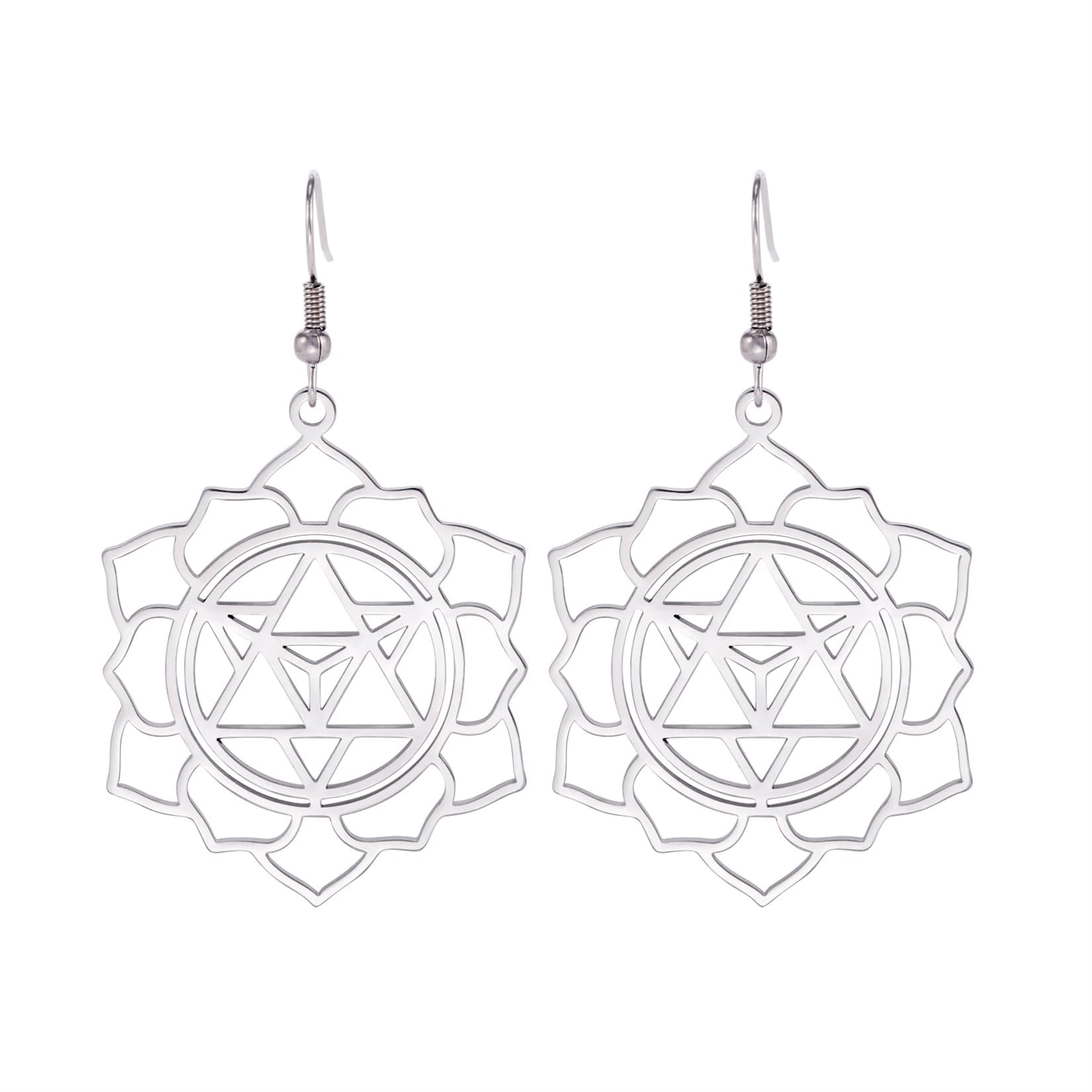 Merkaba Tropfen Ohrringe 🌺 Blume des Lebens Ohrringe für Frauen 💫 Heilige Geometrie Metatron Merkaba Stern Schutz Amulett Kabbala Schmuck Spirituelles Geschenk silber