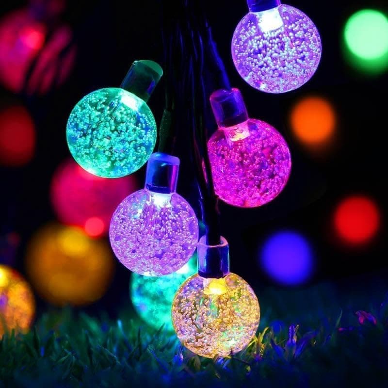 Oreunik Lichterkette Außen Solar,8 Modi 30LED Solarlichterkette Außen Wetterfest,7m Solar Lichterkette Outdoor,Lichterkette Kugeln für Balkon Gartendeko,Weihnachtsbeleuchtung Außen(30LED Bunt) 🌼