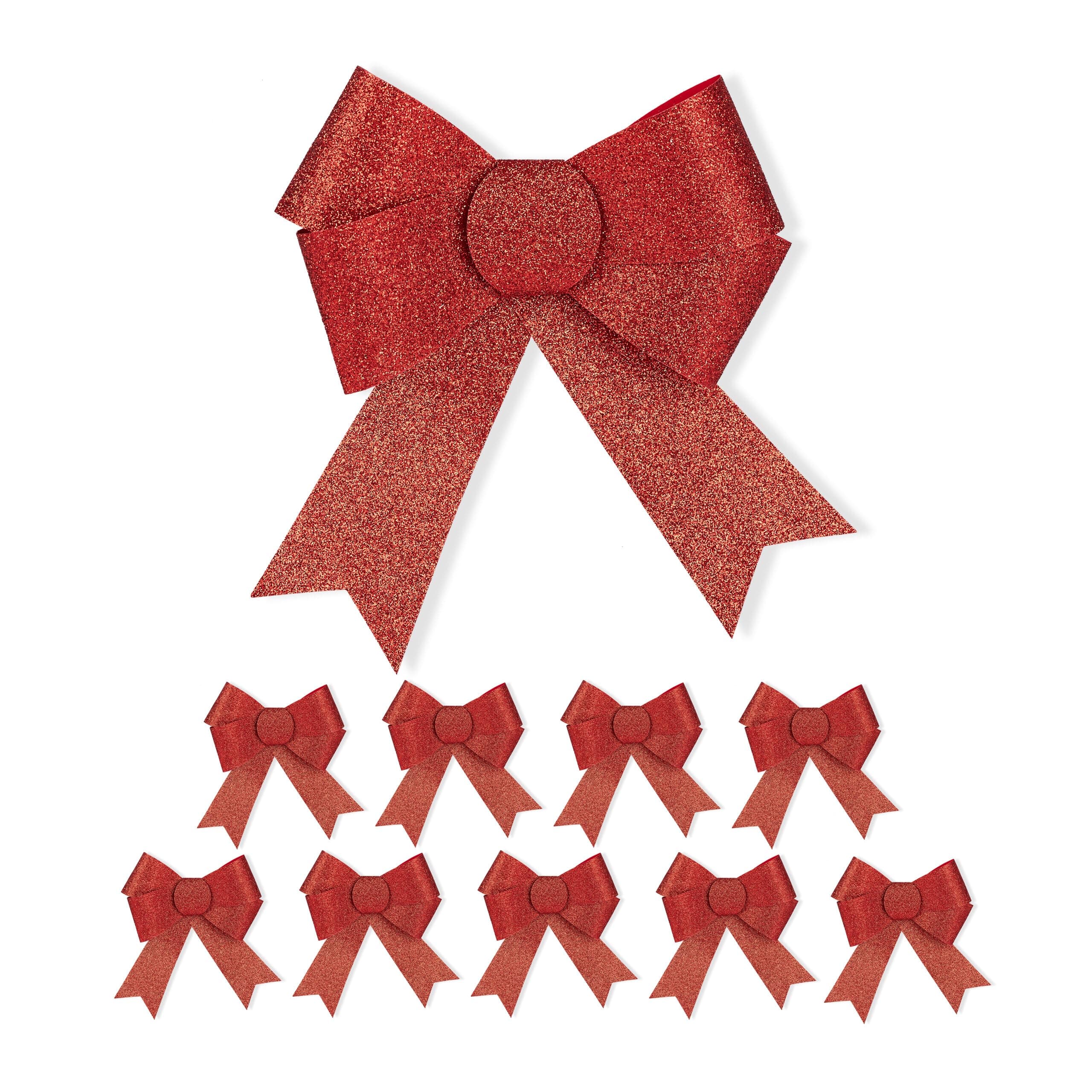 đ 10er Set Glitzernde Dekoschleifen in Rot - Ideal fĂŒr Geburtstag und Weihnachten đ
