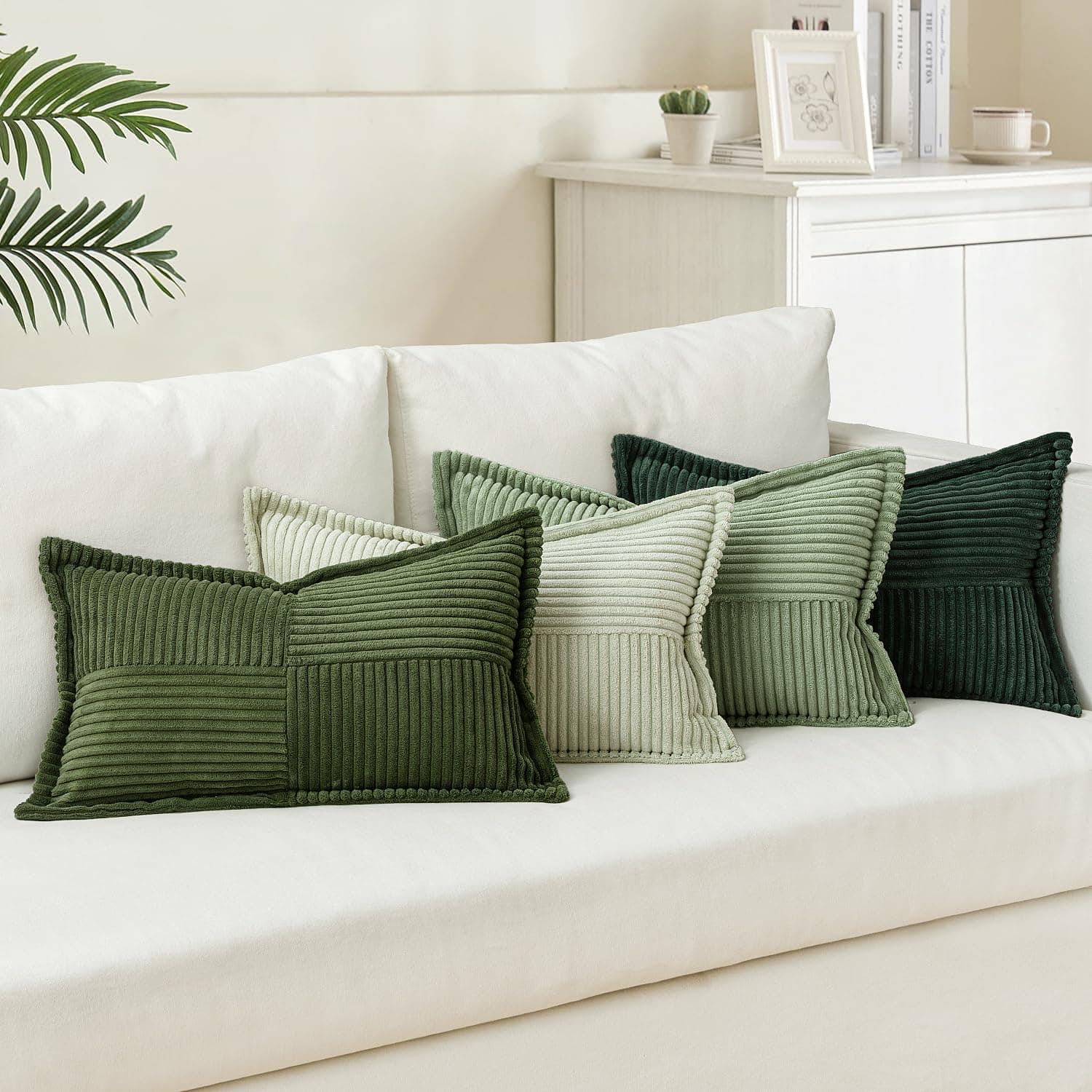 MIULEE 4er Set Kordsamt Kissenbezüge 🛋️🌿 40x60 cm, 4 Stück Green Series