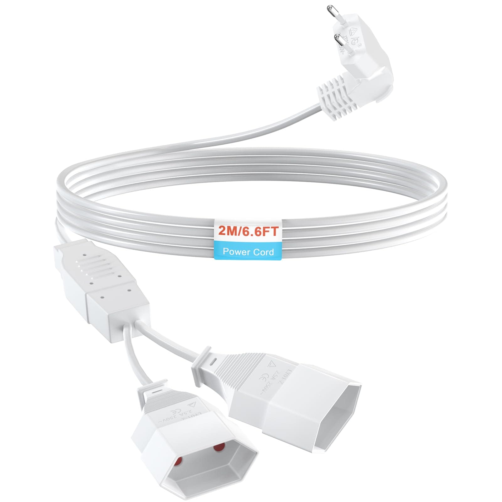 Verlängerungskabel 2-Fach Eurostecker, Euro Verlängerung 2M Netzkabel 🌟 2-in-1 Stromkabel Dreifach Typ-C-Stecker 🚀