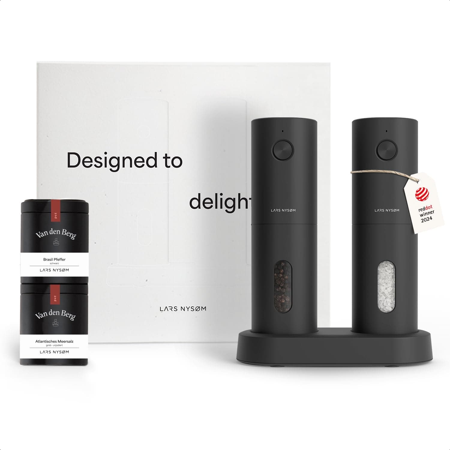 LARS NYSØM Elektrische Gewürzmühlen & Gewürze Geschenkset - Salz- und Pfeffermühlen Set 🎁