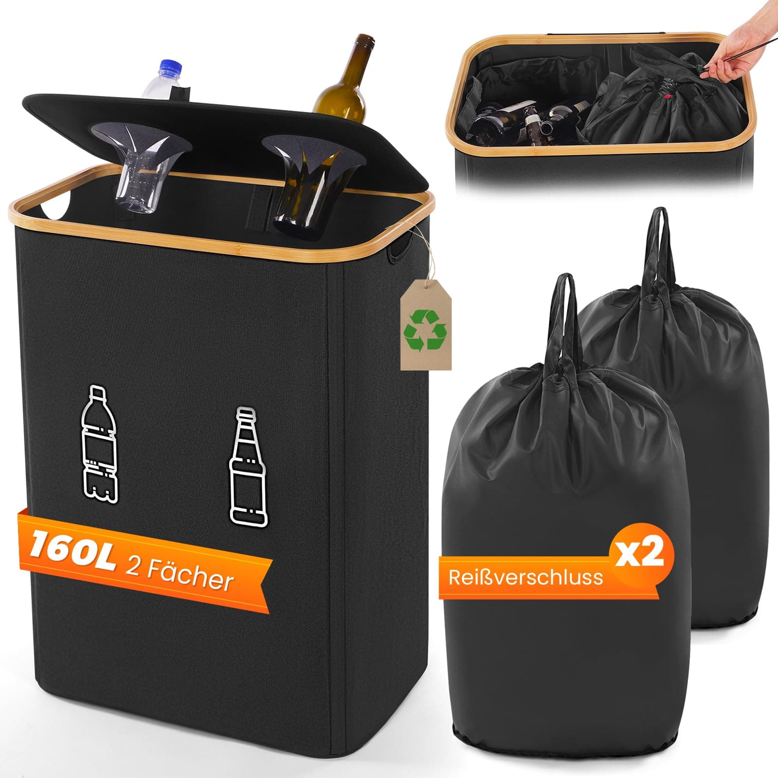 🌟 Biigdan 160L Pfandflaschen Sammelbehälter 2 Fächer 🌟