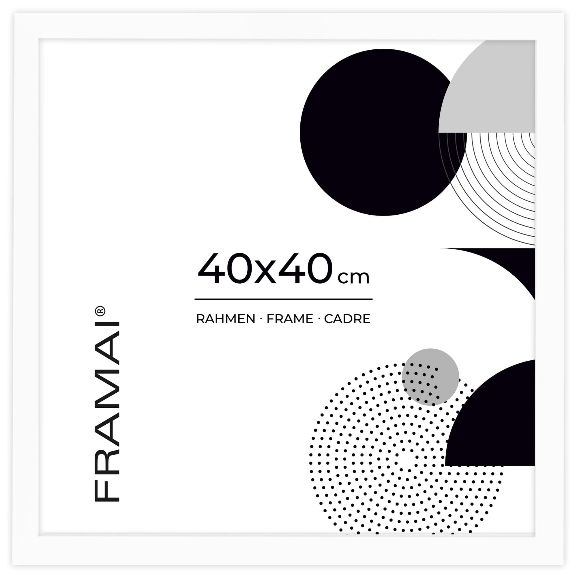 FRAMAI® Bilderrahmen 40x40 cm Weiß MDF Umweltfreundlichem Rahmen mit Bruchsicheren Plexi