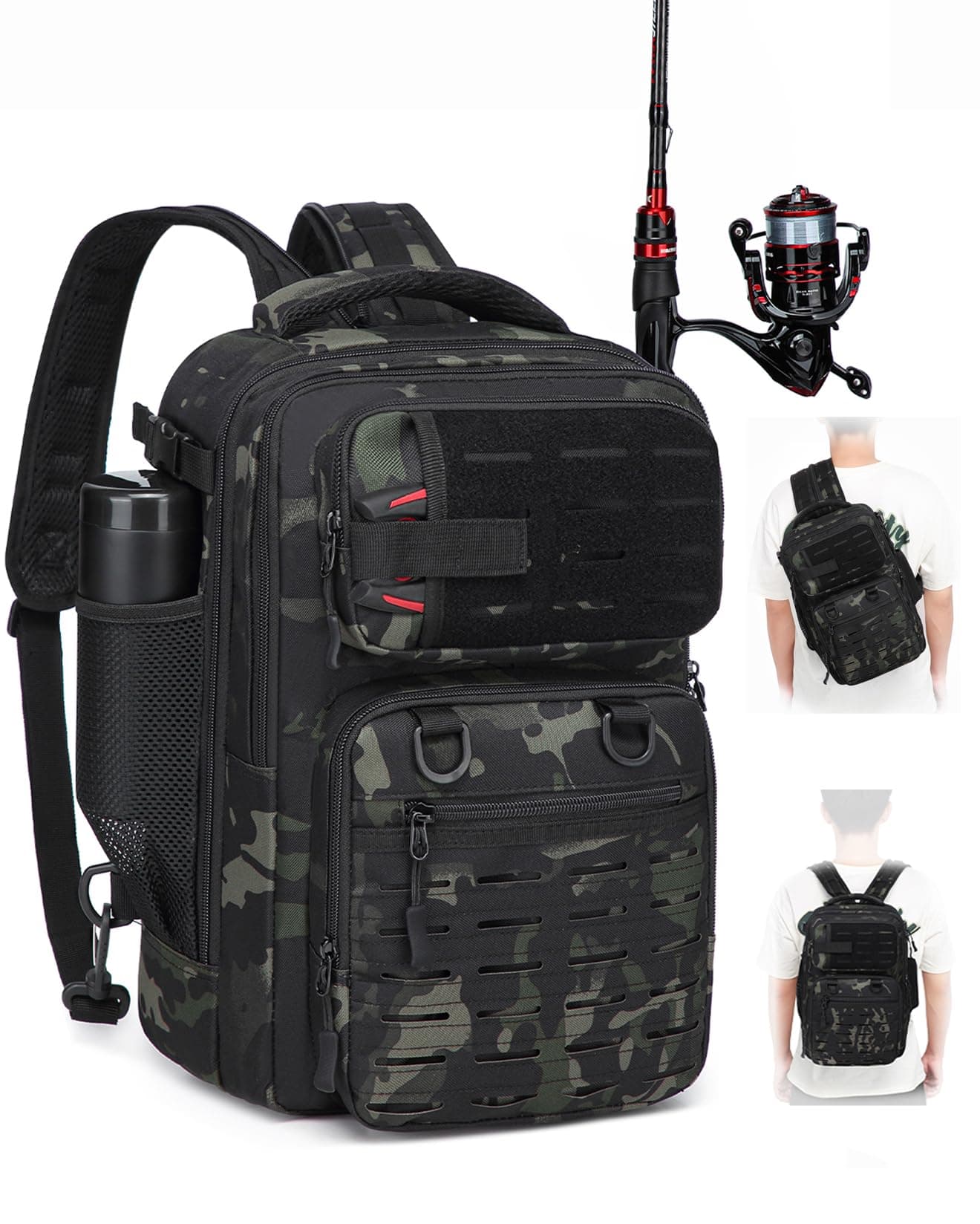 🎣 BlesMaller 2-in-1 Angelrucksack mit Rutenhalter 25L - Ideal für Angeln und Wandern! 🎒
