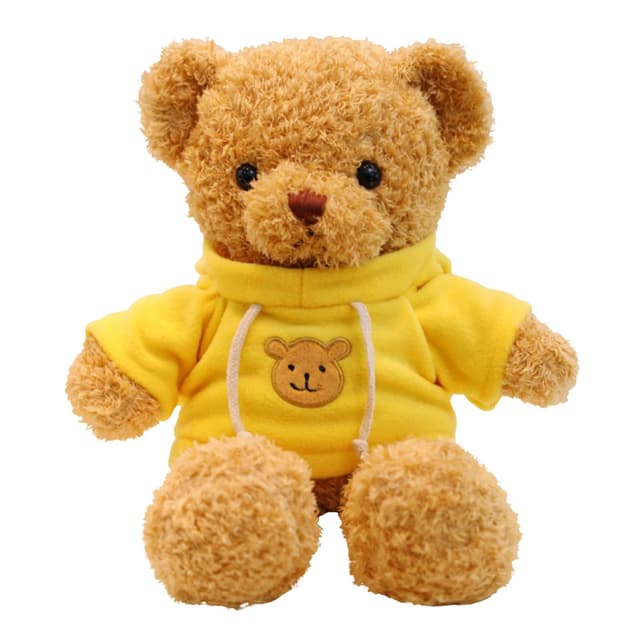 🧸 TROYSINC Teddybär mit Kapuze und Tatzendruck (Gelb, 30cm) - Weiches Plüschtier 🎁