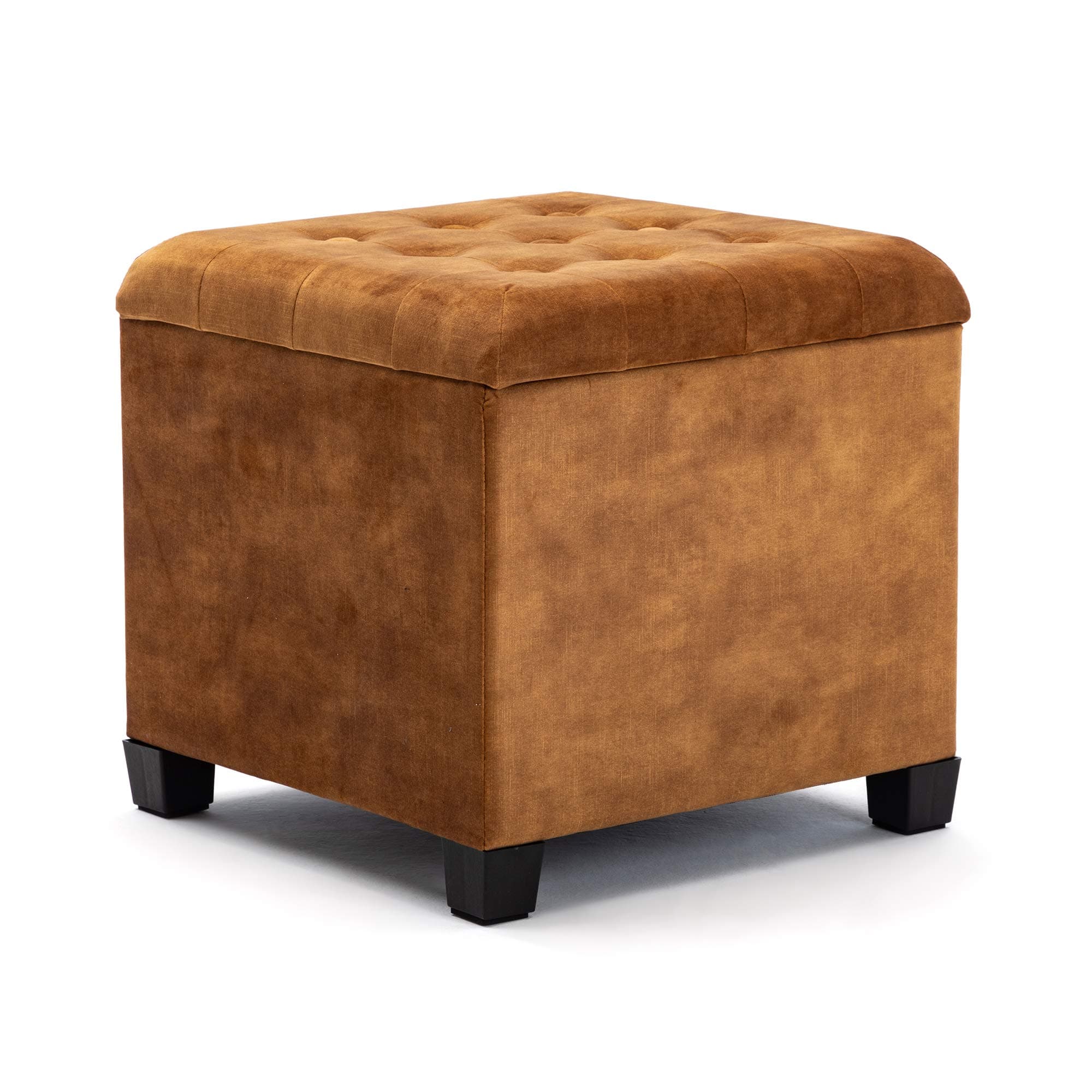 đ HNNHOME Sitzhocker mit Stauraum, Sitztruhe, Sitzhocker, Aufbewahrungsbox, FuĂablage, Massivholz, 47 L, 45 x 45 x 43 cm (Senf, Wolkensamt) Senf Cloud Velvet đ