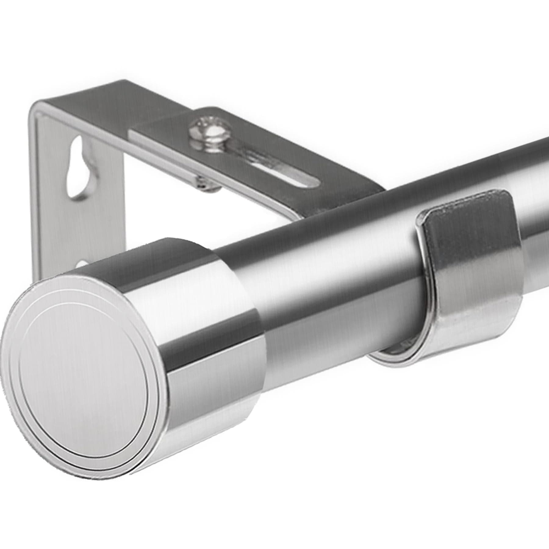 Gardinenstange Edelstahl Gardinenstangen Vorhangstange Ausziehbar Silber für Schlafzimmer, Wohnzimmer, Küche(72-280CM Φ25mm) Silber 72-280CM