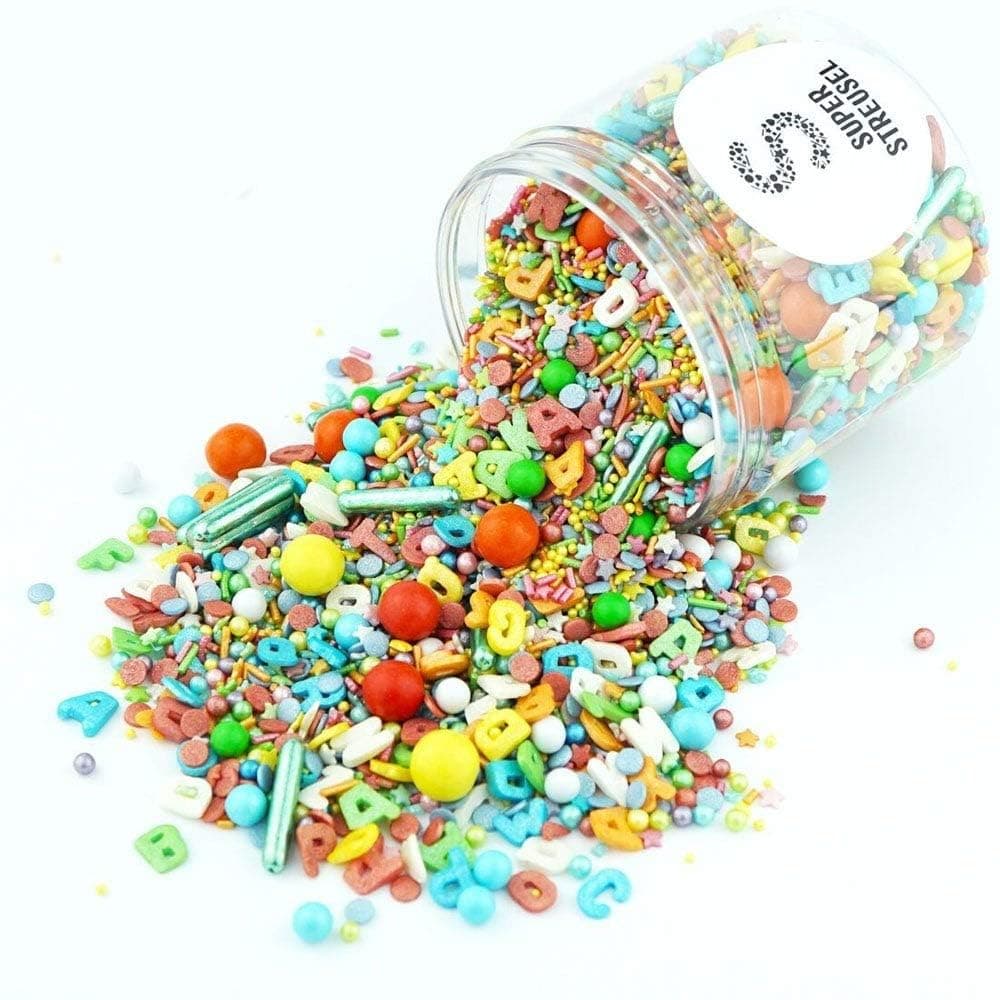 Super Streusel iDötzchen Essbare Buchstaben ABC für Torte Streusel Einschulung Schulanfang | Einschulung Tortendeko Essbar | ZuckerdekorTortendeko Buchstaben Deko Torte Buchstaben Streusel 90g