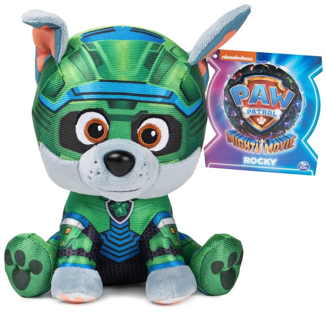 GUND PAW Patrol Der Mighty Kinofilm Rocky, 15 cm - original Plüschtier zum Kinofilm 2023, zum Nachspielen der Lieblingsszenen und treuer Begleiter, Spielzeug für Kinder ab 1 Jahr Rocky Plush