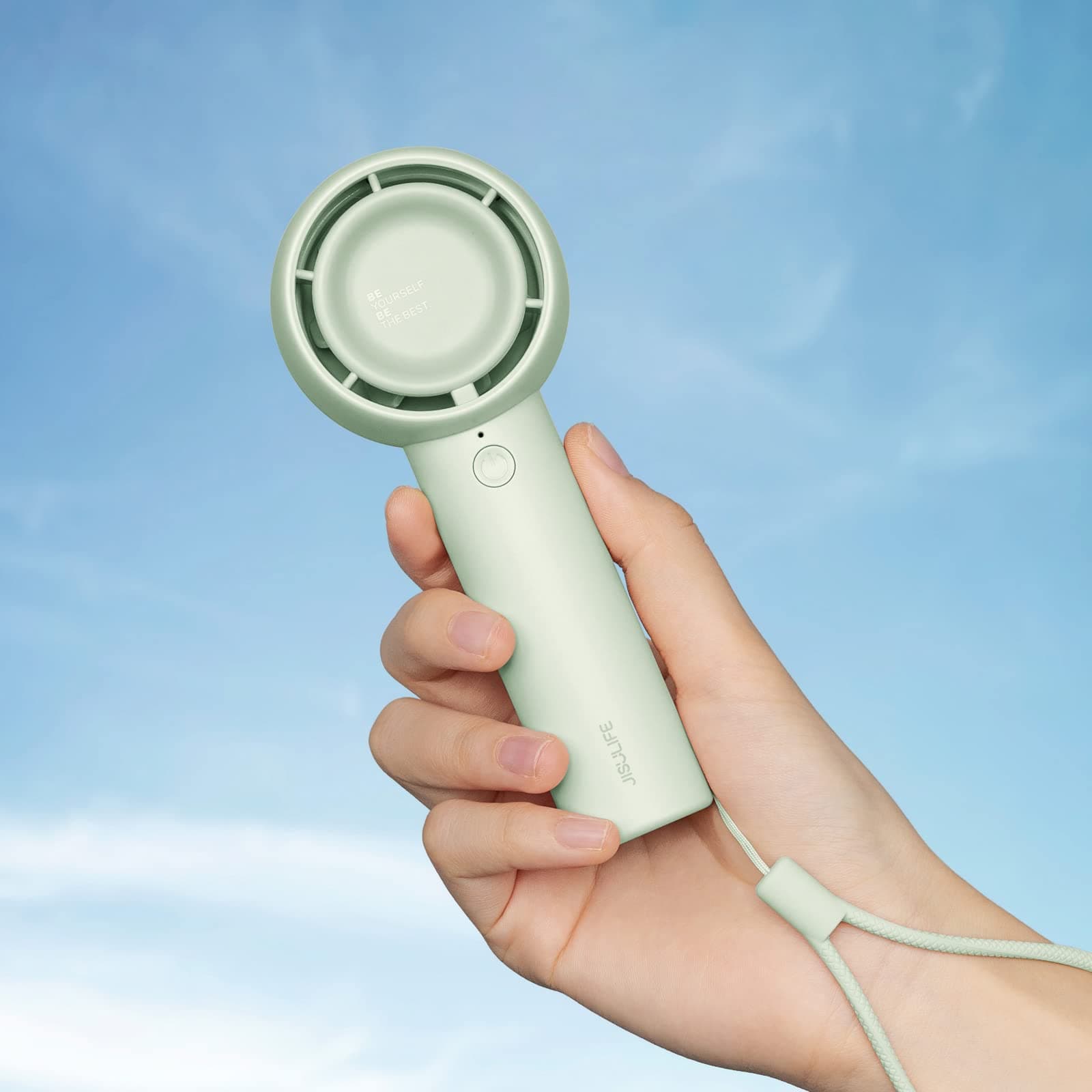 JISULIFE Tragbarer Mini-Ventilator, flügelloses, sicheres Design, leistungsstarker Turbo-Handventilator mit 5 Geschwindigkeiten, 16 Stunden maximale Kühlzeit, ideal für Reisen/Wimpern/Geschenk 4500mAh Grün