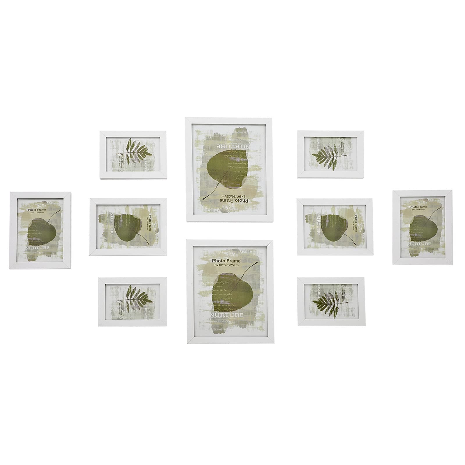 SONGMICS Bilderrahmen 10er Set, für 2 Fotos in 20 x 25 cm, 4 Fotos in 13 x 18 cm, 4 Fotos in 10 x 15 cm, Kunststoffscheibe, MDF, wolkenweiß RPF310W wolkenweiß 4*6 4er Set + 5*7 4er Set + 8*10 2er Set