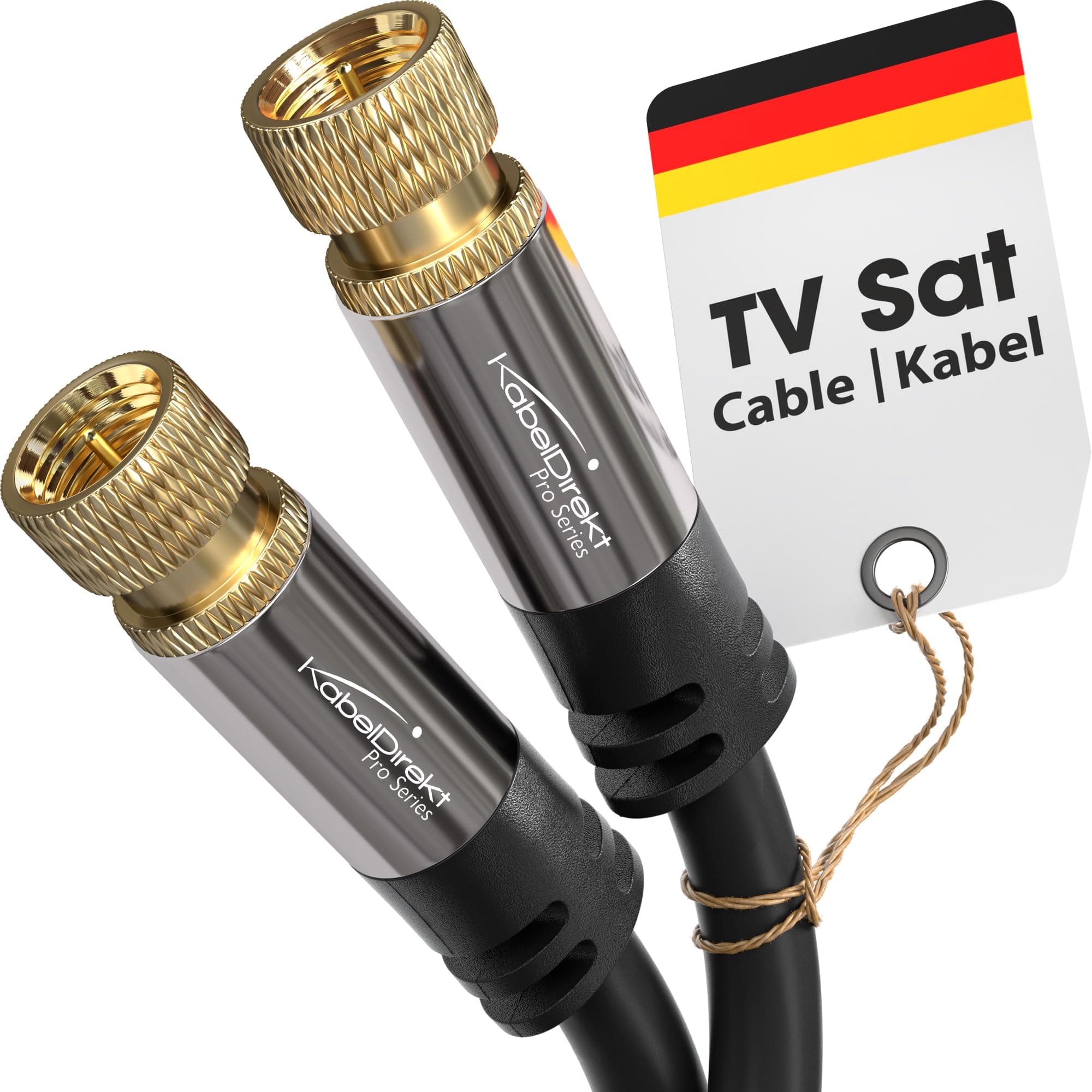 KabelDirekt – SAT Kabel, Koaxialkabel – Internet, Satellitenkabel – TV Kabel/Fernsehkabel mit F-Stecker, Metallstecker – Entwickelt in Deutschland – 3m (Radio, DVB-T2, DVB-C, DVB-S2 – schwarz) Schwarz 3m