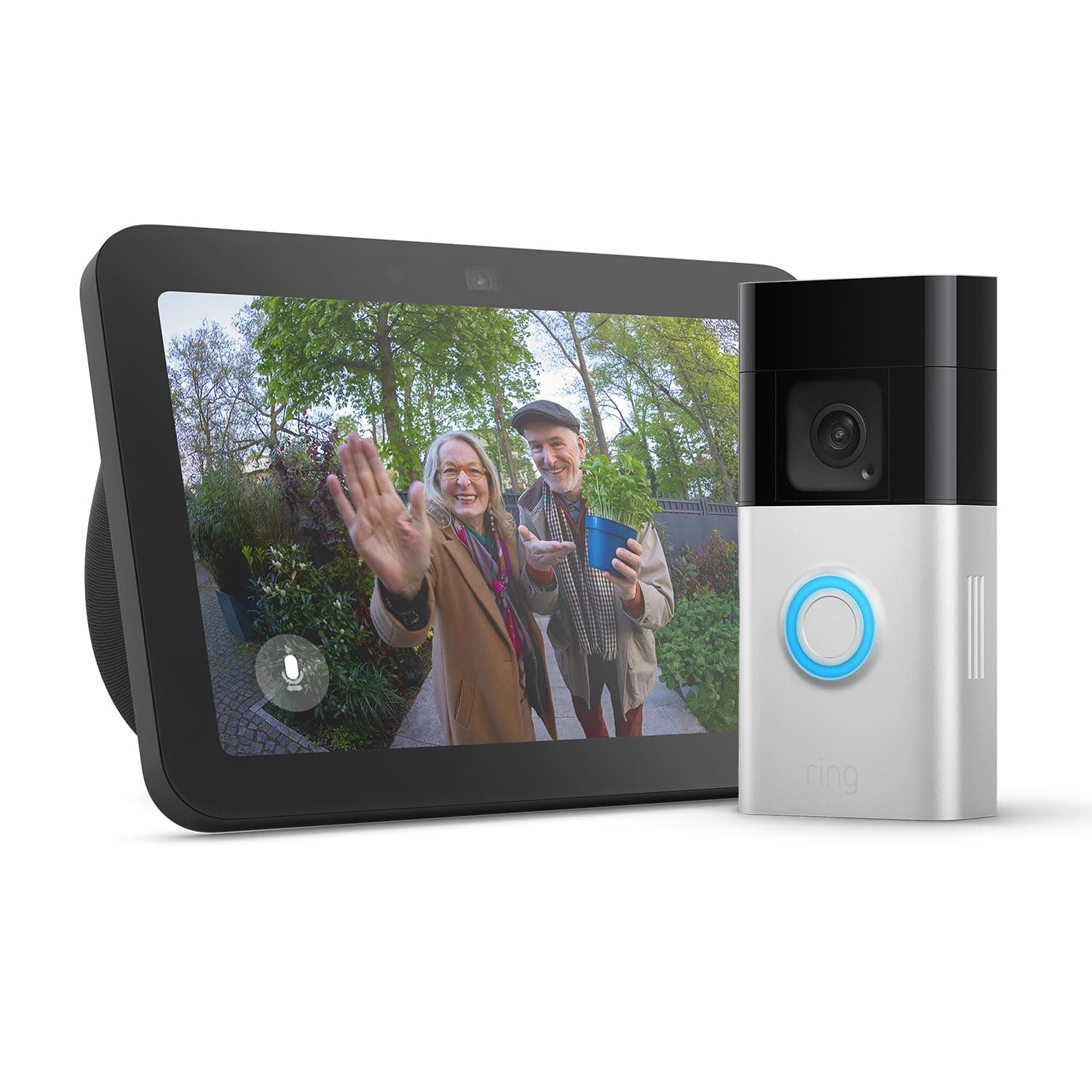 Echo Show 8 (Neueste Generation) | Anthrazit + Ring Akku-Videotürklingel Plus