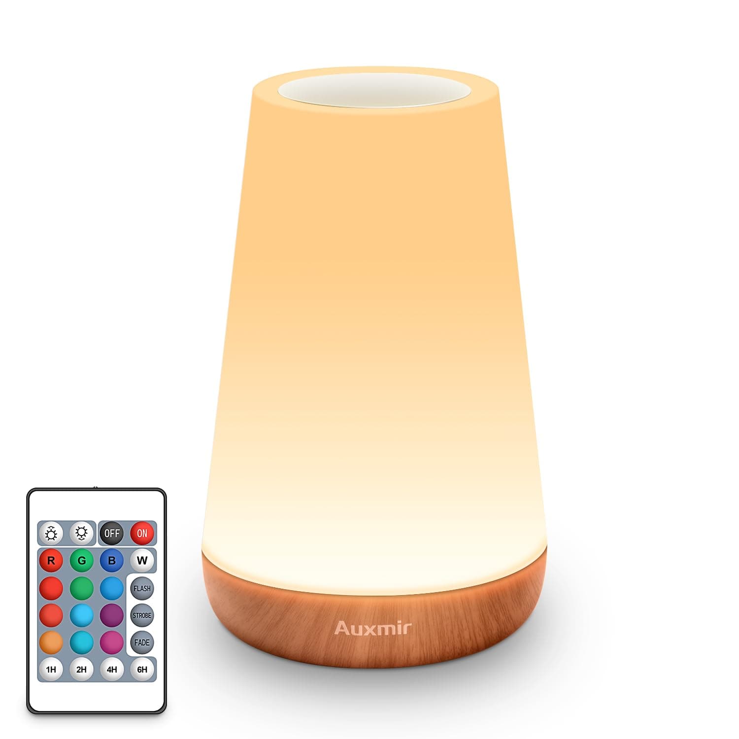 Auxmir Nachttischlampe 13 Farben 5 Modi, Nachtlicht Kinder mit Timing Funktion, LED Tischlampe USB Aufladbar Touch Dimmbar & Fernbedienung, Stilllicht Baby für Schlafzimmer Kinderzimmer, Hellbraun
