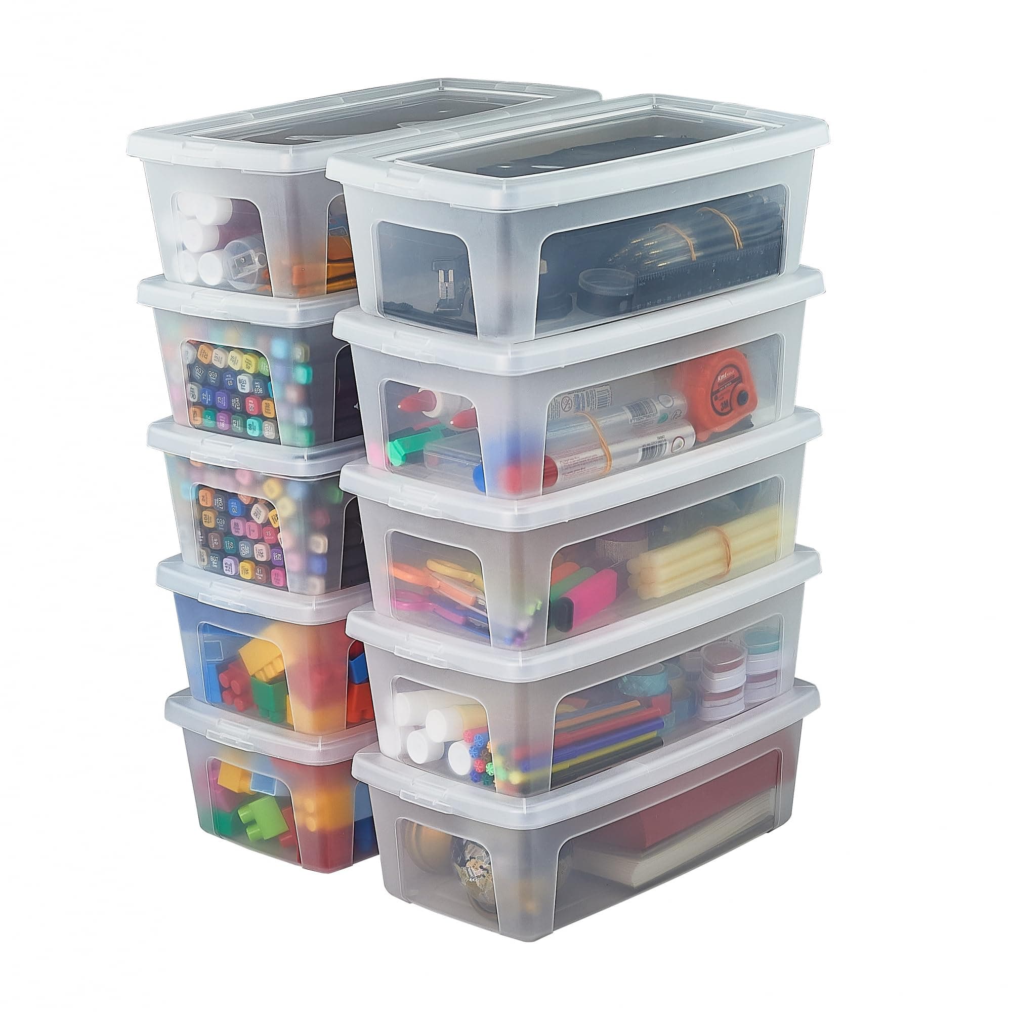 Iris Ohyama Vielseitige Aufbewahrungsboxen, 5L, 10er-Set, Transparent, Deckel leicht schließbar, Stapelbar, Plastik, Für Schrank, Regale, Klassenzimmer, Organisation, Kunstbedarf, Schuhe, MCB-5 5L / 10er-Set