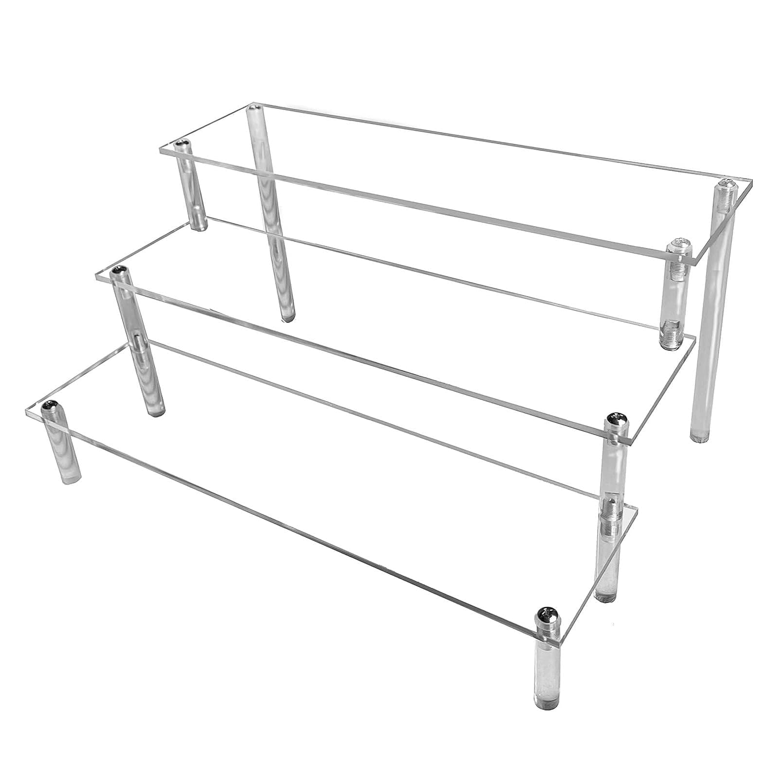 3 Tier Acryl Riser Display Regal Ständer für Amiibo Funko Pops Figuren, Tischplatte klar Acryl Organizer für Nagellack Gewürz Kosmetik Kunsthandwerk Schmuckständer Cupcake Buffets Dessert Figures 3-Stufig 1-Stück