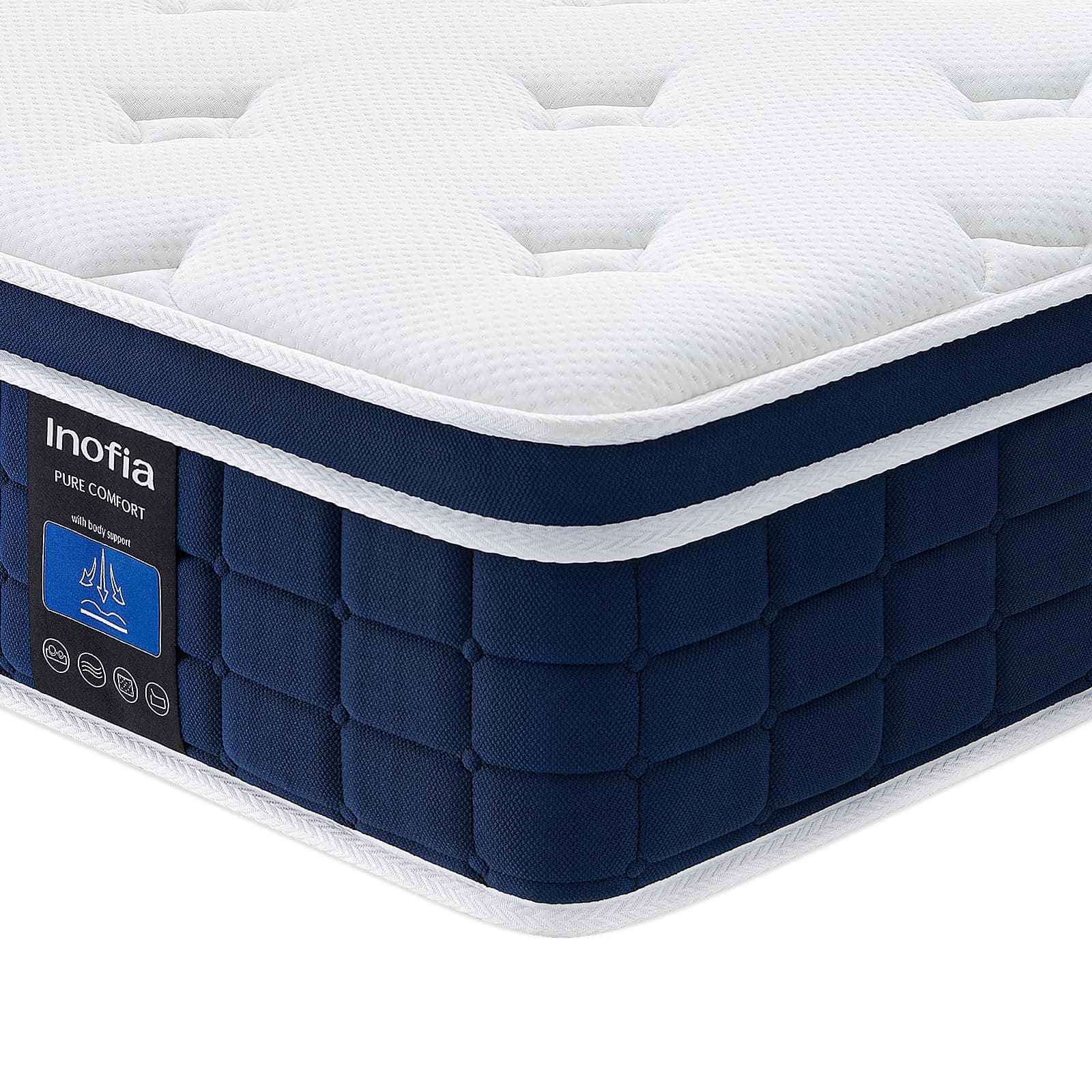 Inofia Matratze Ace Hybrid Firm 180X200cm Höhe 23cm Taschenfederkernmatratze Härtegrad H4 Mittelfest 7-Zonen Federkernmatratze mit 100 Nächte Probeschlafen-Orthopädische Matratze für erholsamen Schlaf H4/23cm 180×200cm