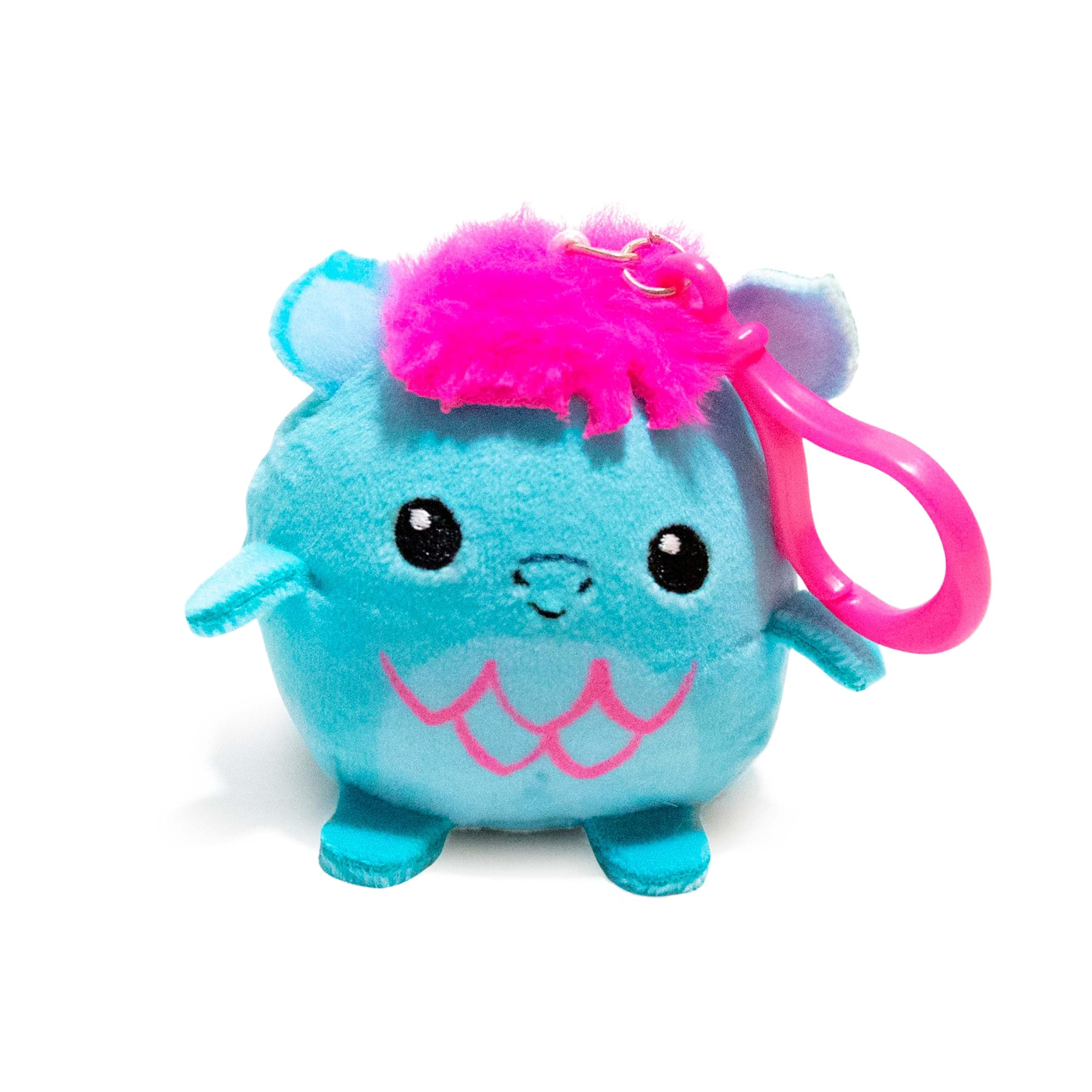 SquishPets Keychain - Kuscheltier Sinty Wave , Plüschtier in einem Schlüsselanhänger 6 cm , cyan